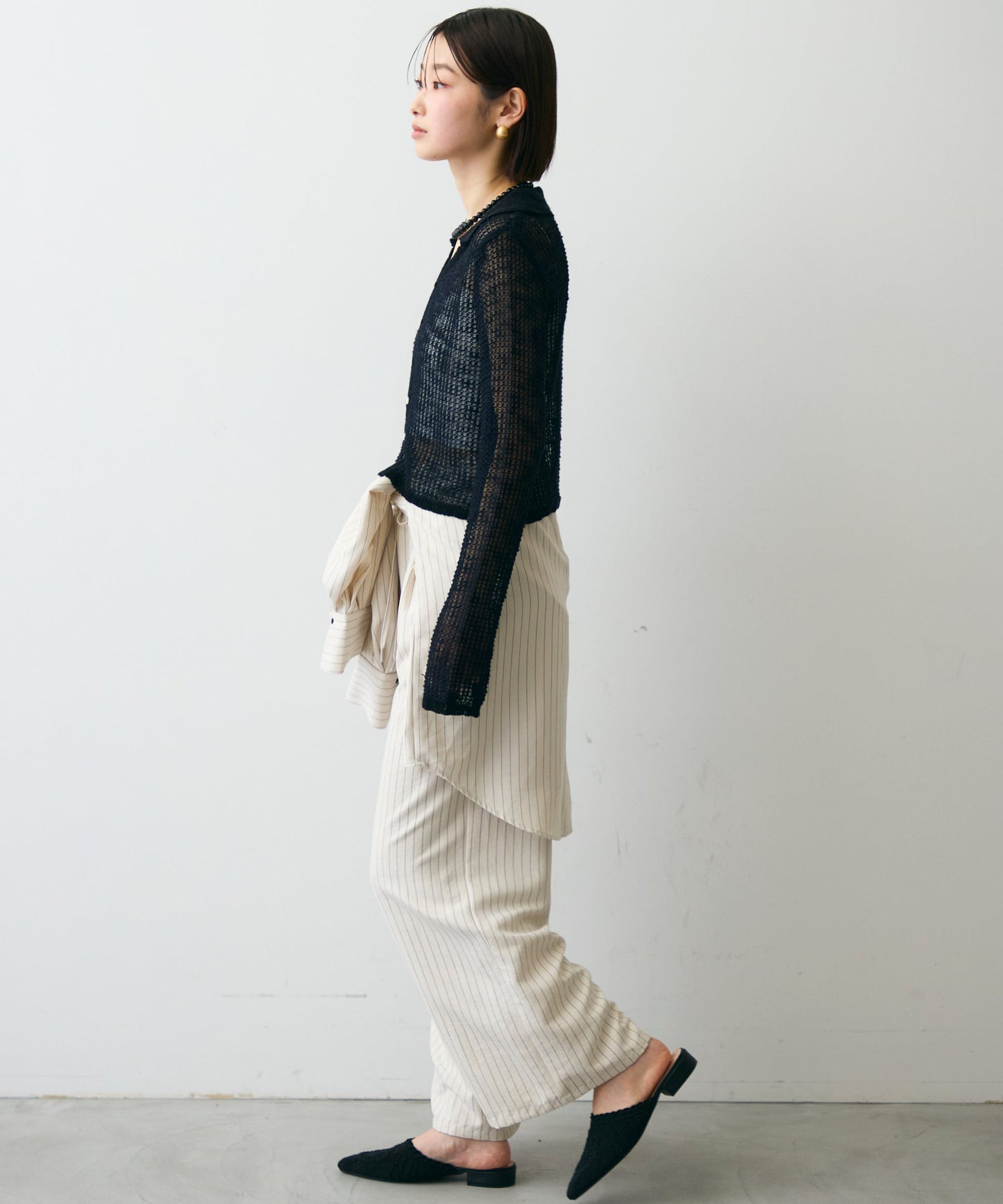 ジャガード裏使い衿付きカーディガン