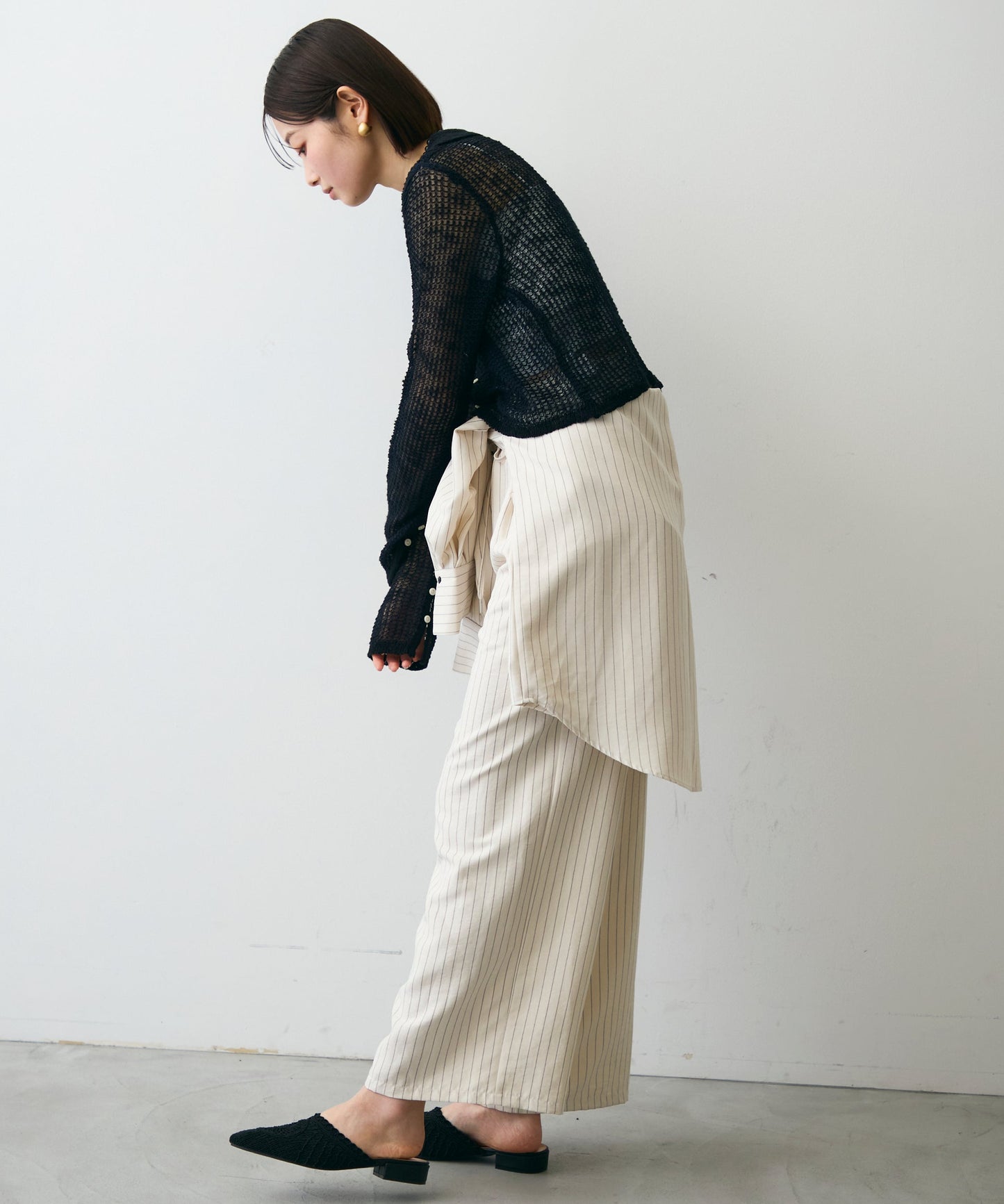 ジャガード裏使い衿付きカーディガン