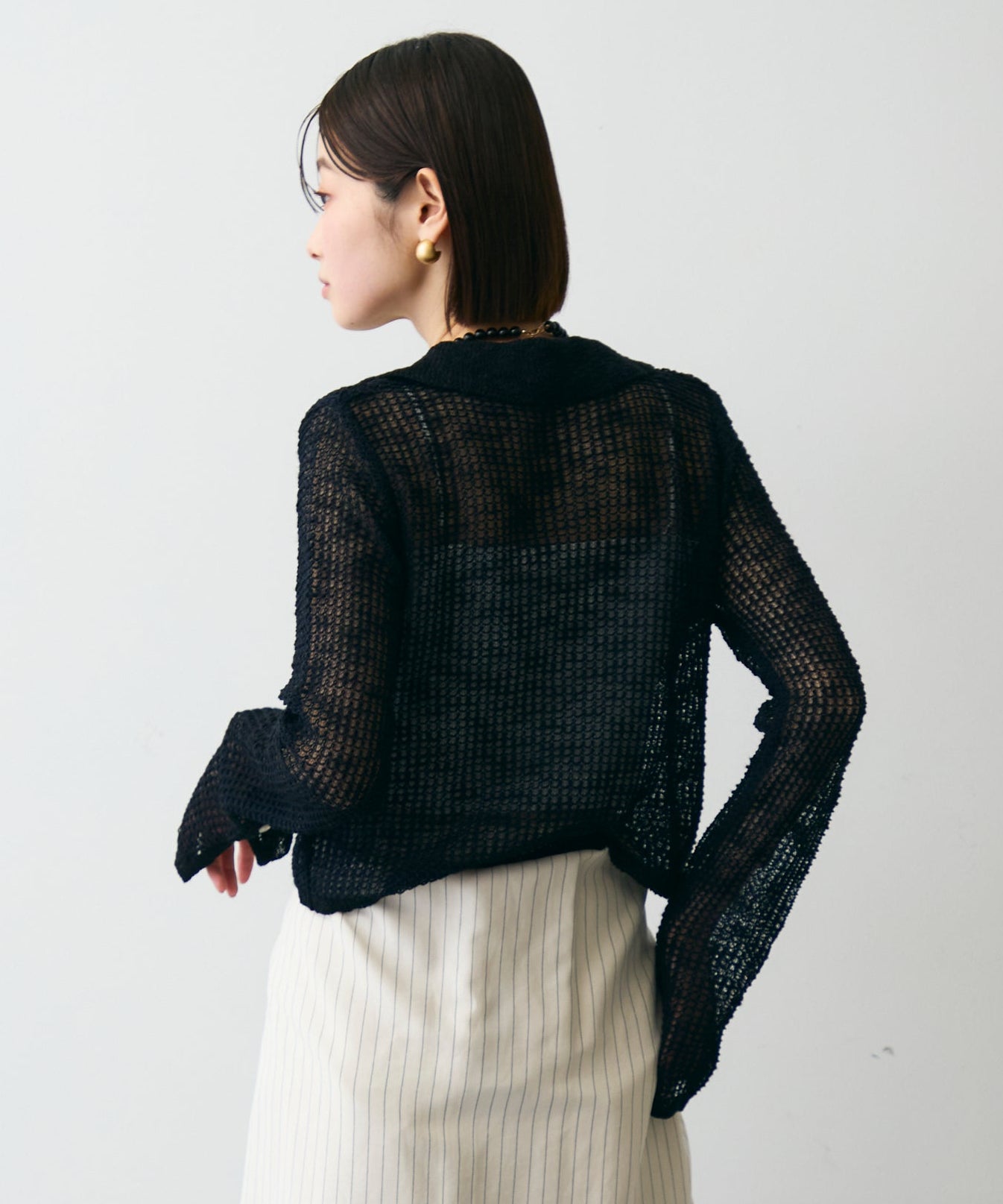 ジャガード裏使い衿付きカーディガン