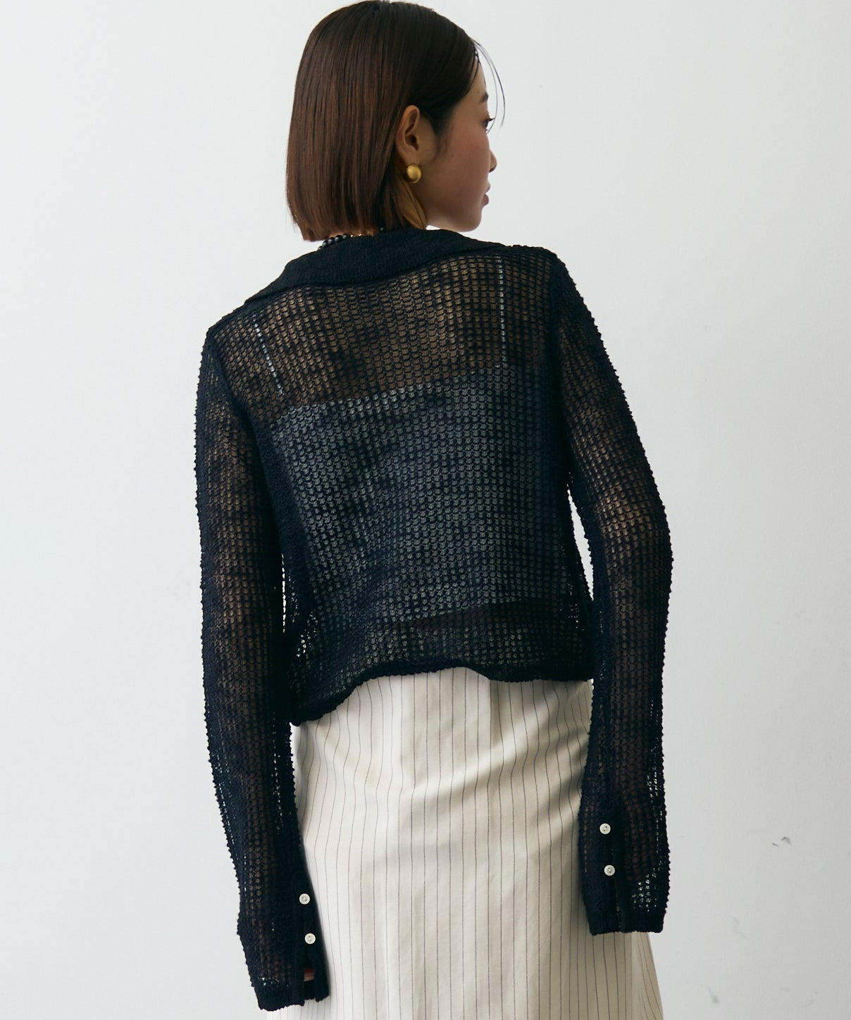 ジャガード裏使い衿付きカーディガン