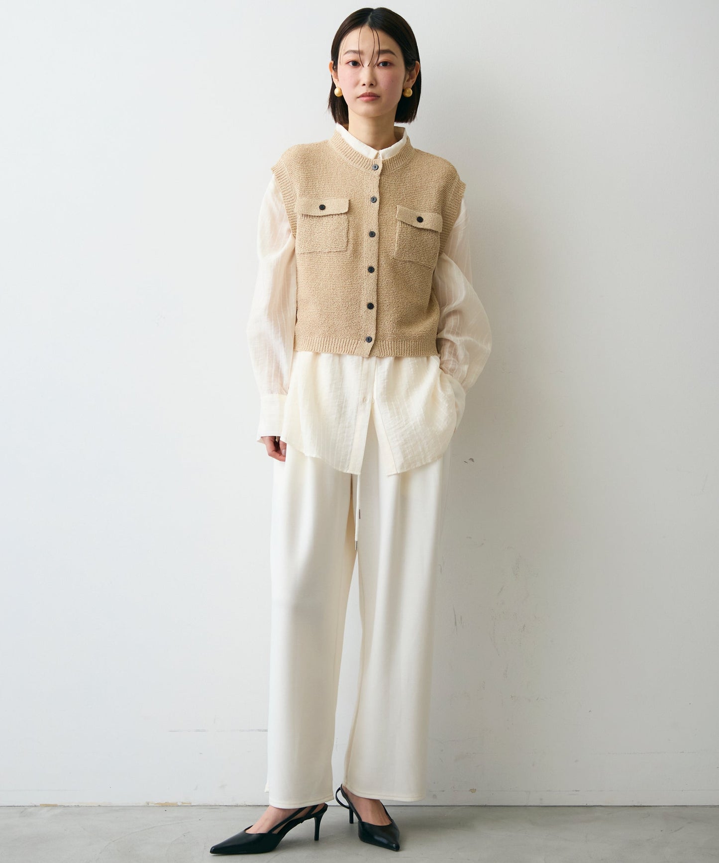 ガーター編みポケット付きベスト