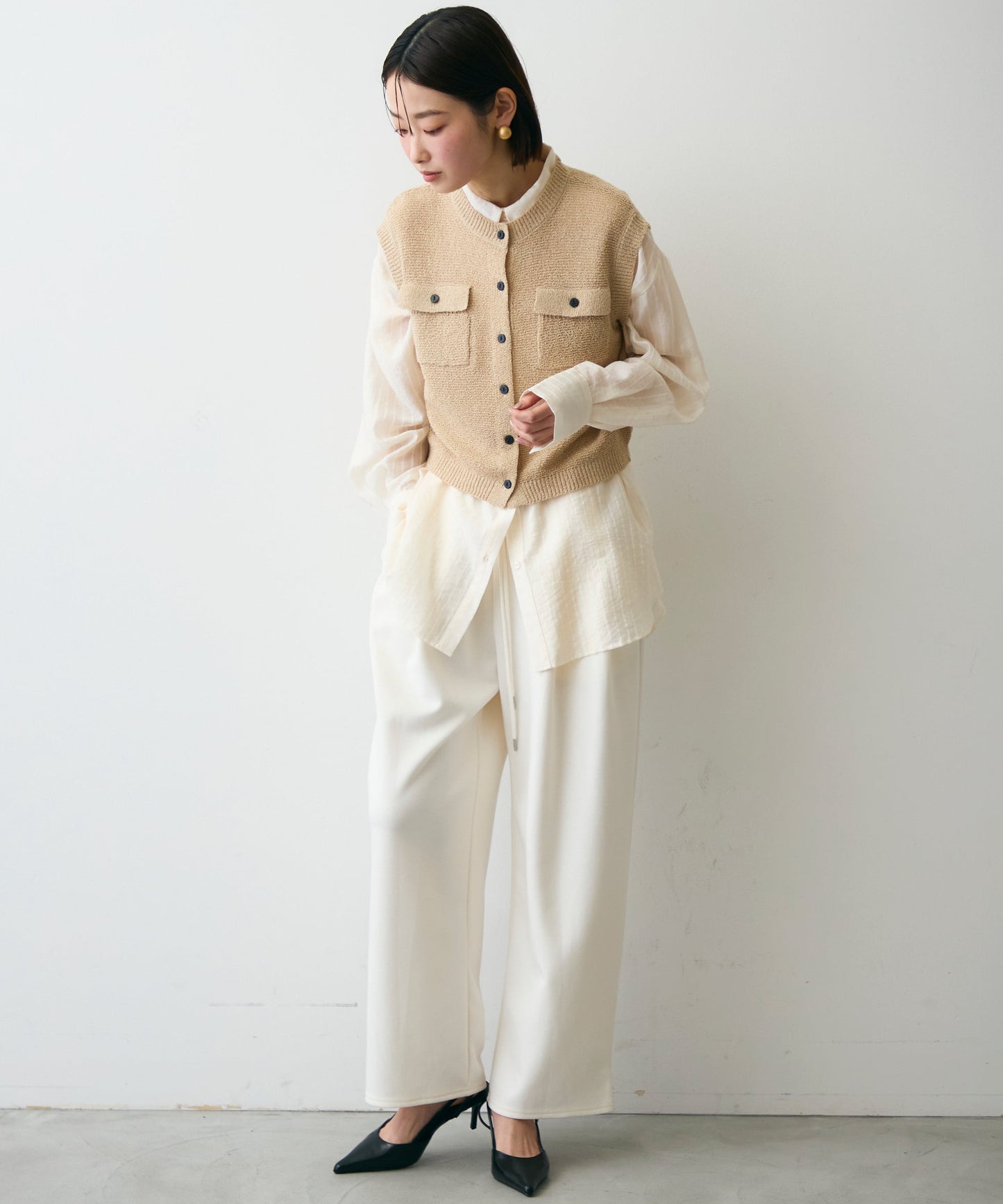 ガーター編みポケット付きベスト