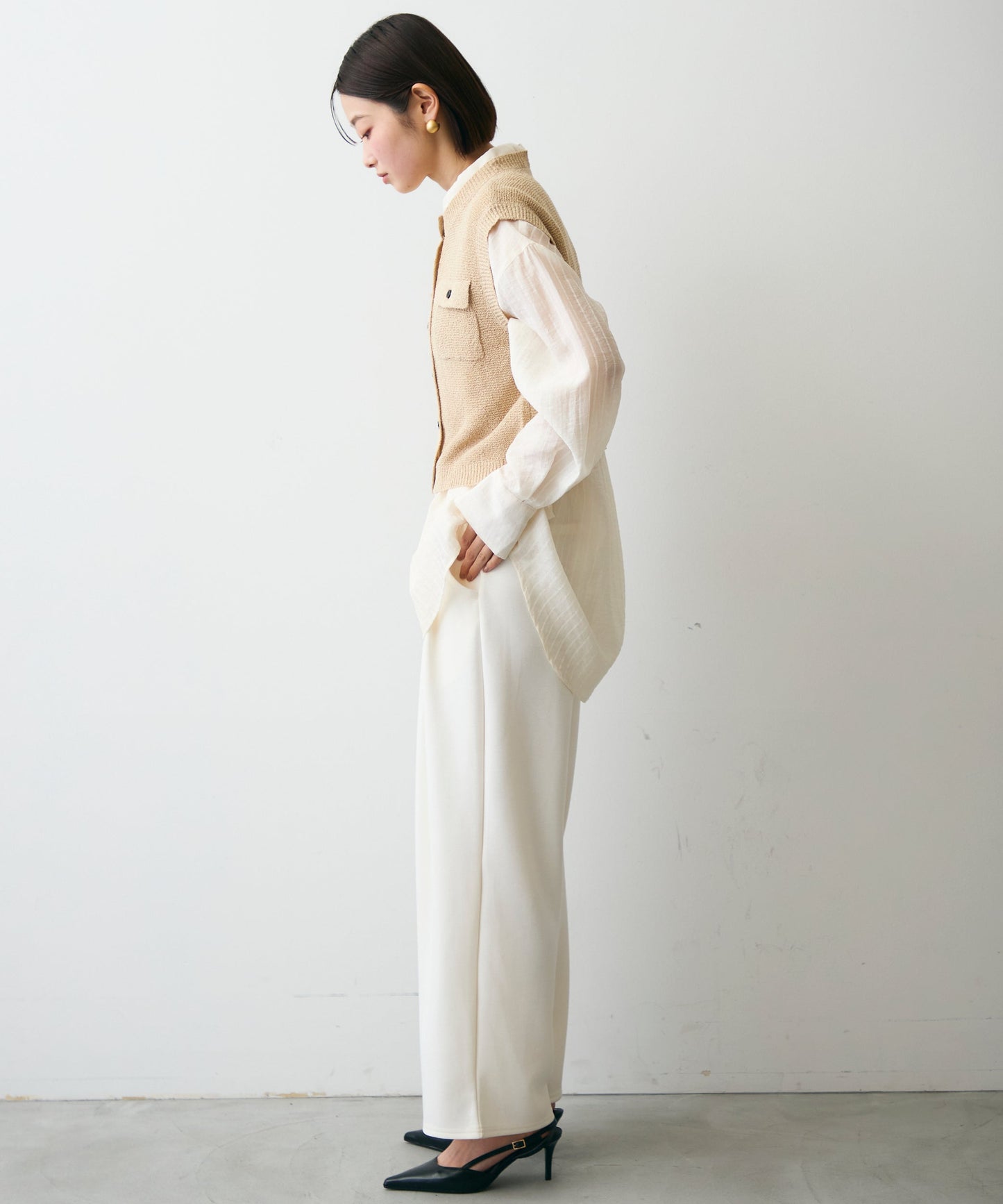 ガーター編みポケット付きベスト