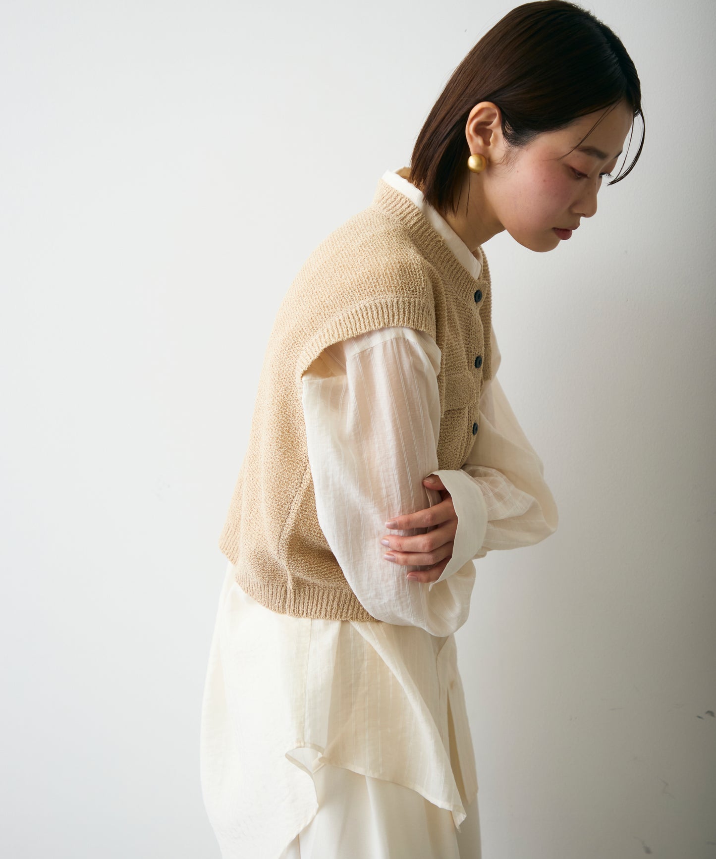 ガーター編みポケット付きベスト