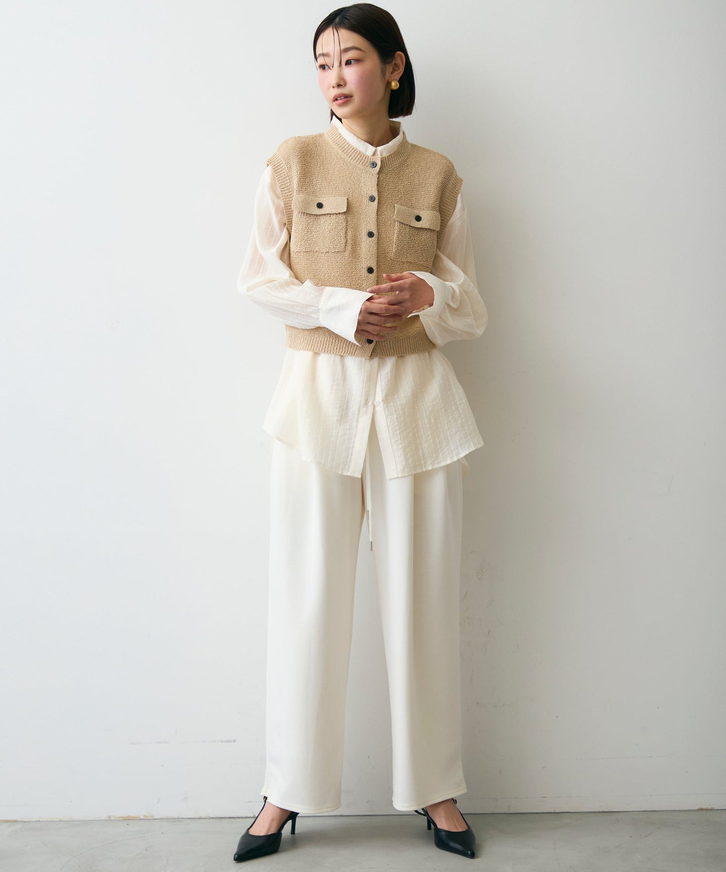 ガーター編みポケット付きベスト