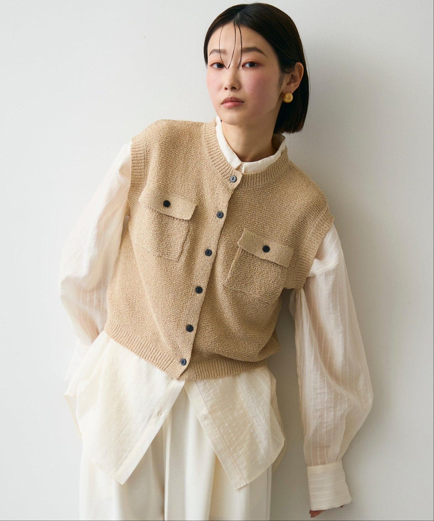 ガーター編みポケット付きベスト