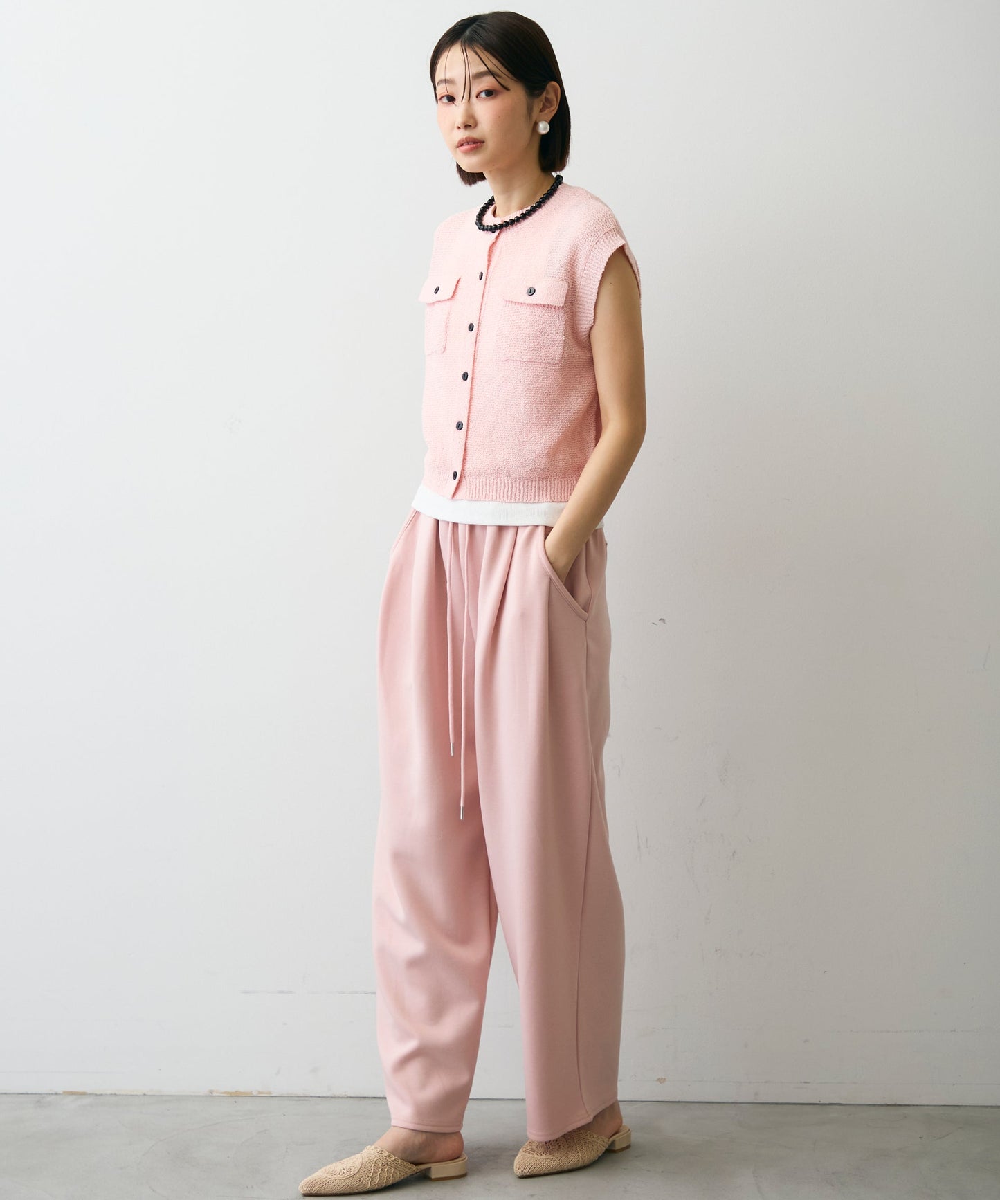 ガーター編みポケット付きベスト