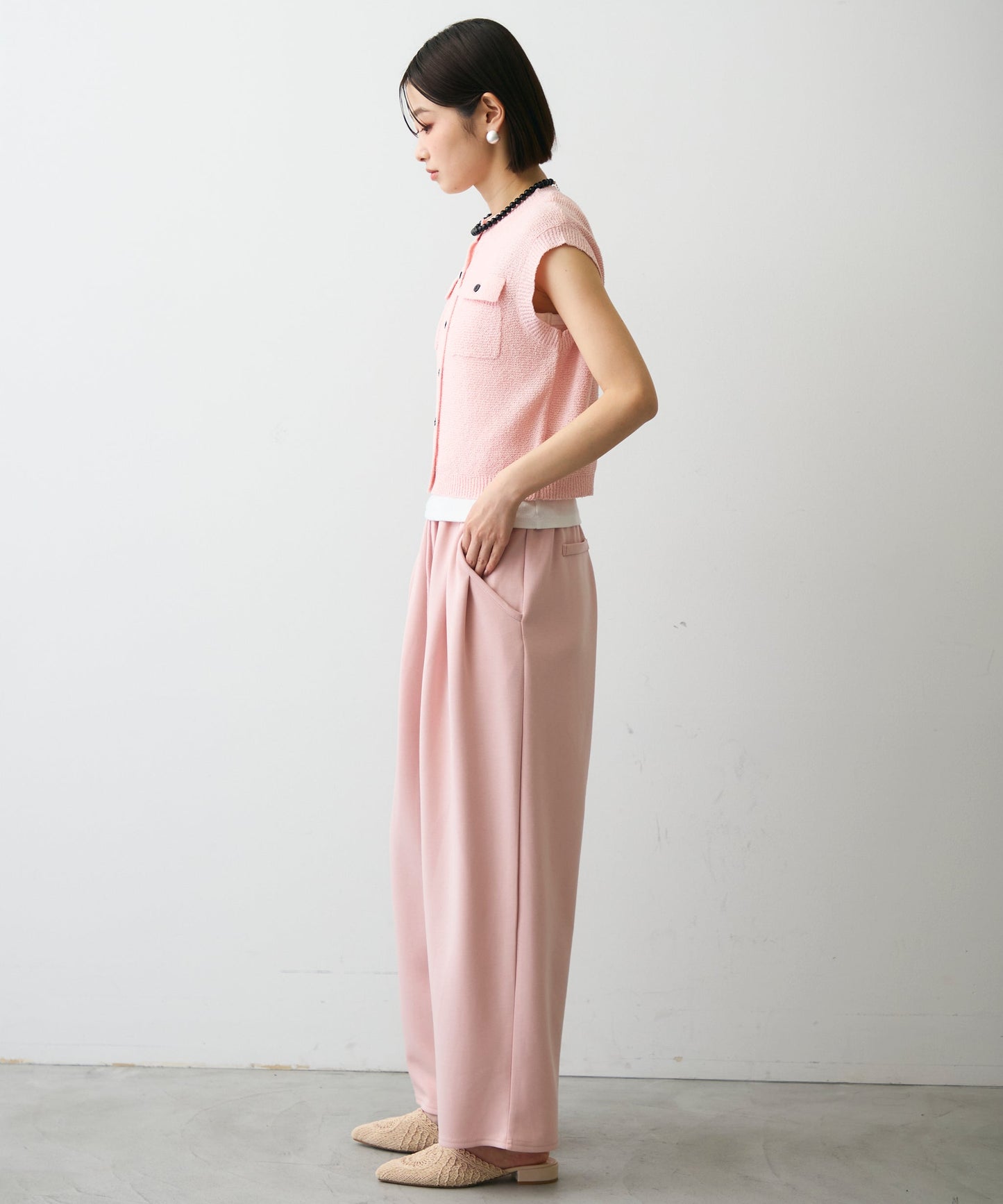 ガーター編みポケット付きベスト