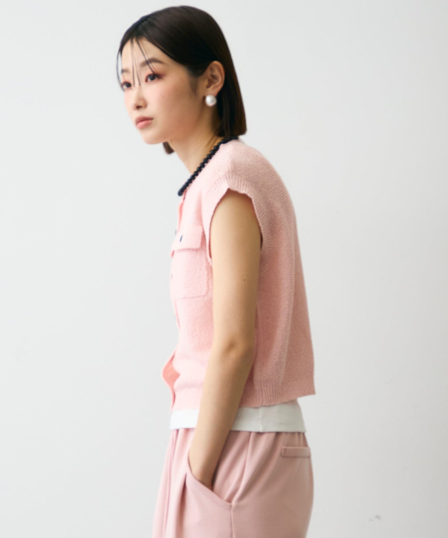 ガーター編みポケット付きベスト