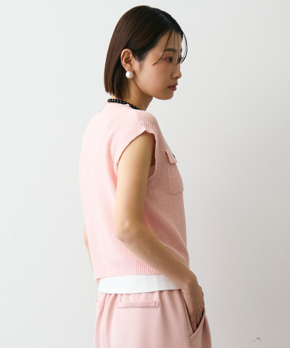 ガーター編みポケット付きベスト