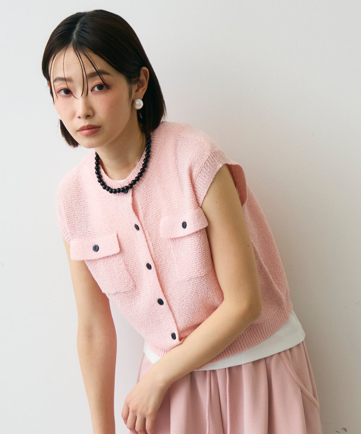 ガーター編みポケット付きベスト