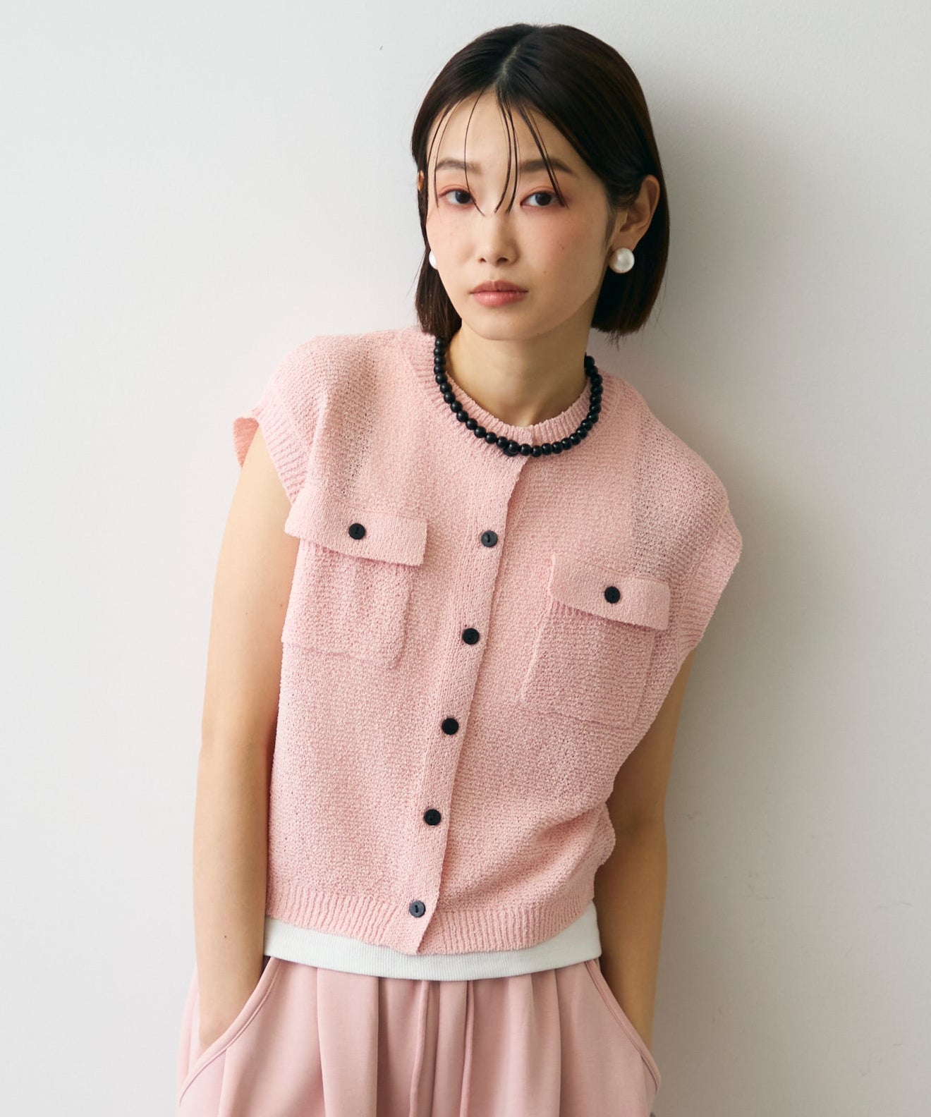 ガーター編みポケット付きベスト