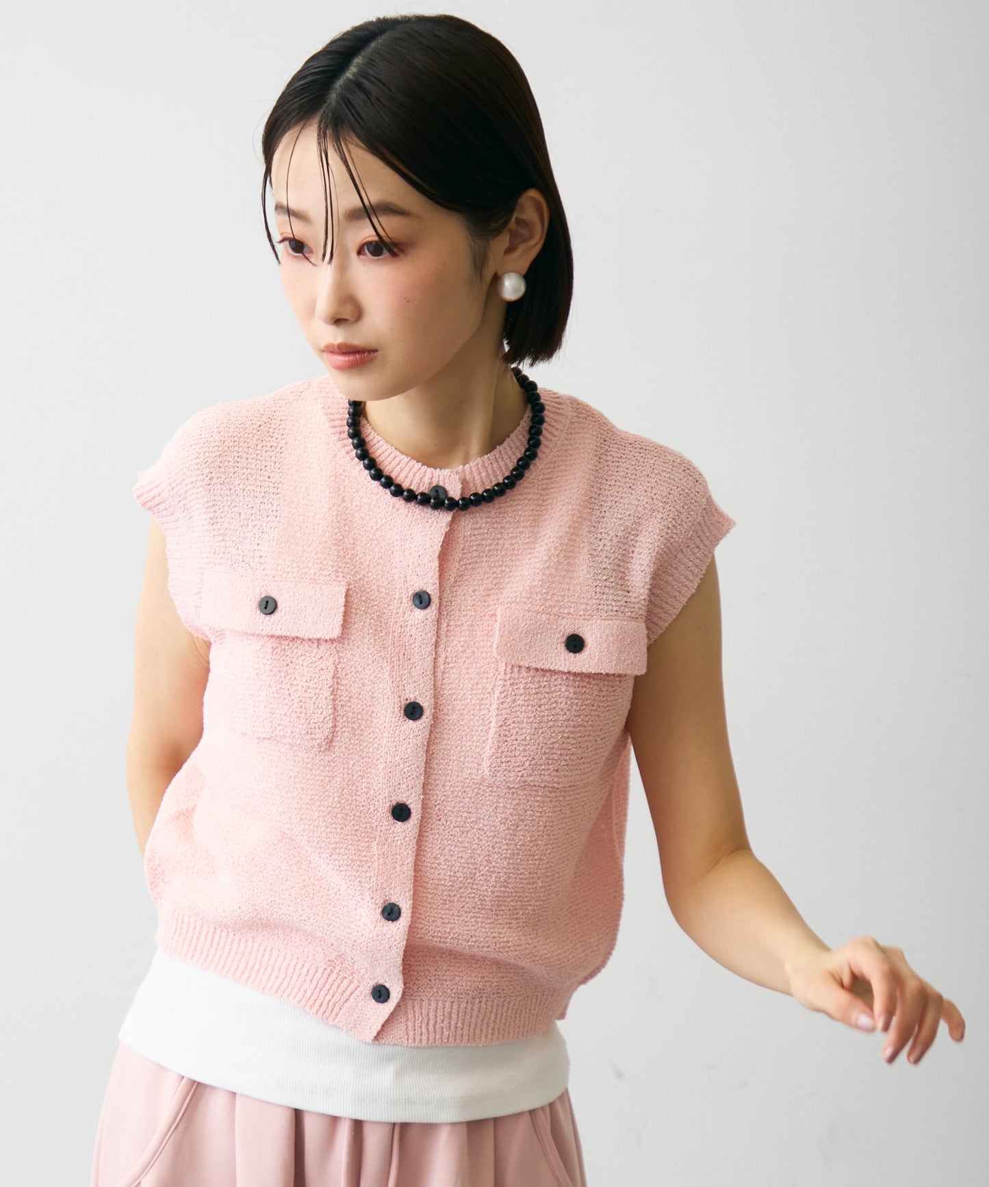 ガーター編みポケット付きベスト