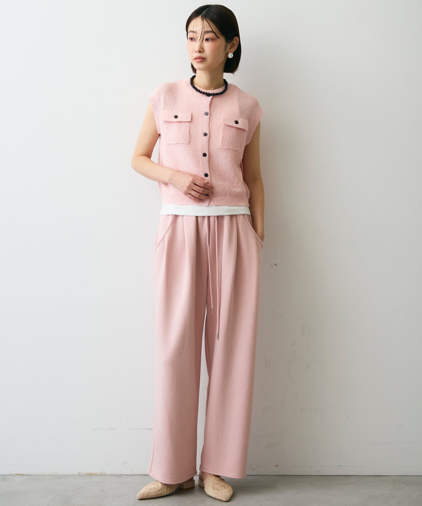 ガーター編みポケット付きベスト