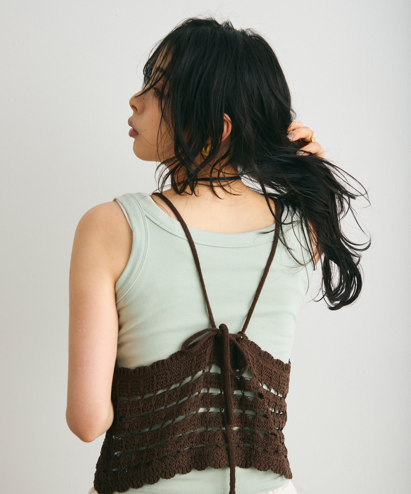 透かし編みニットキャミ