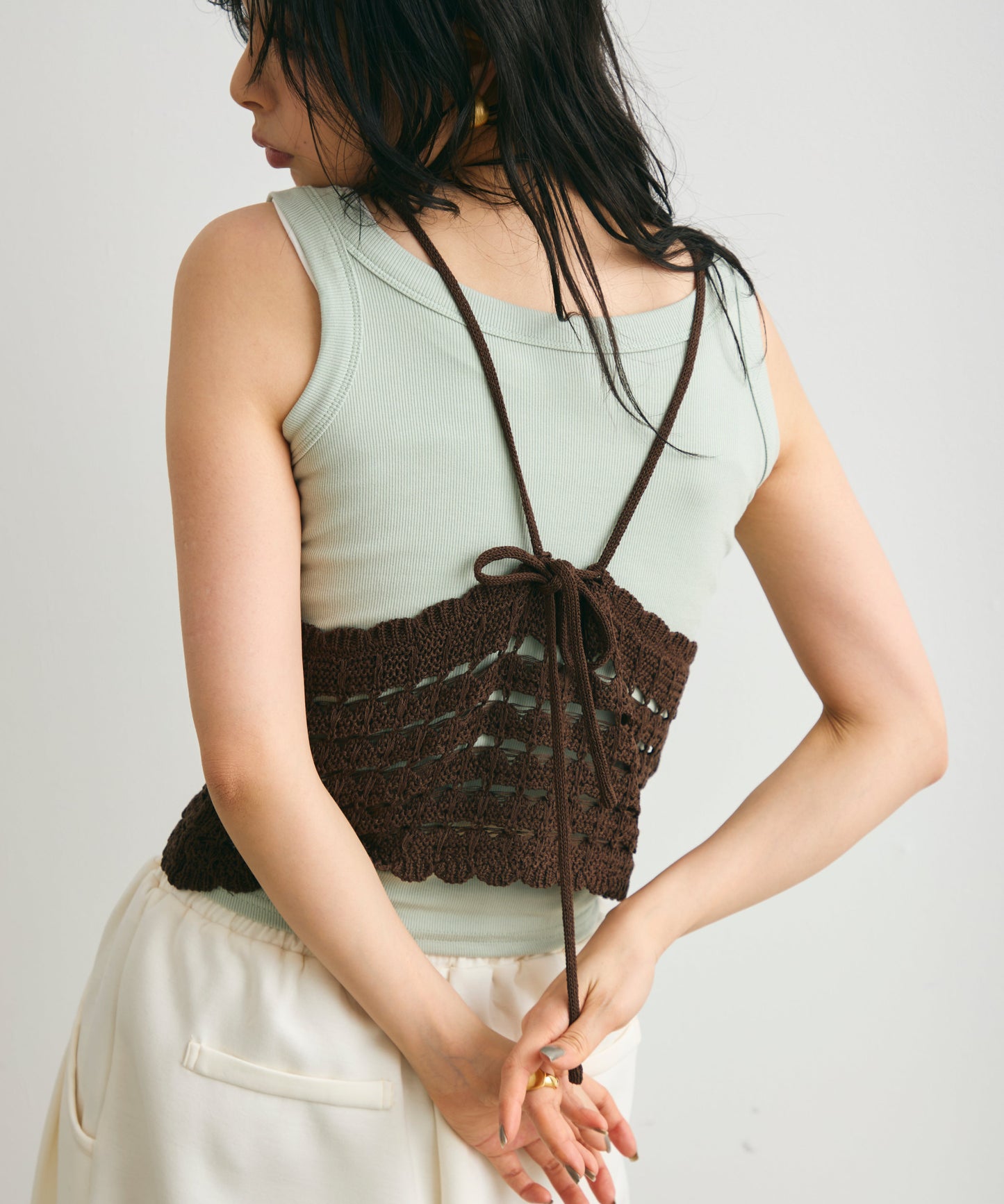 透かし編みニットキャミ