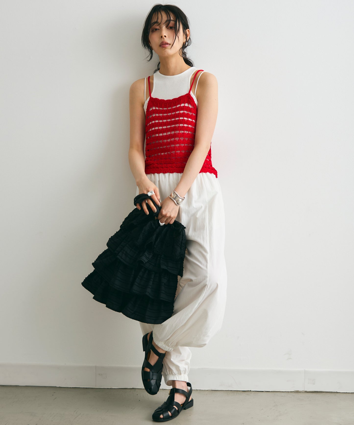 透かし編みニットキャミ