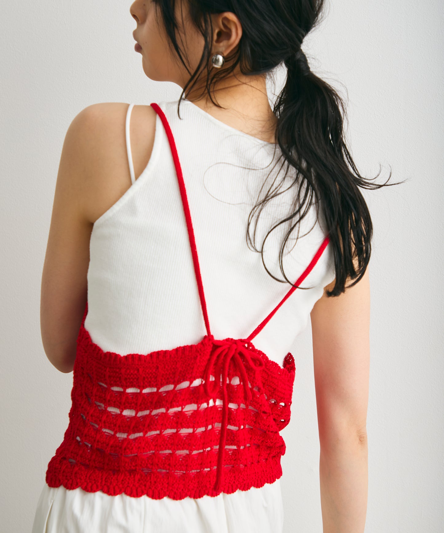 透かし編みニットキャミ