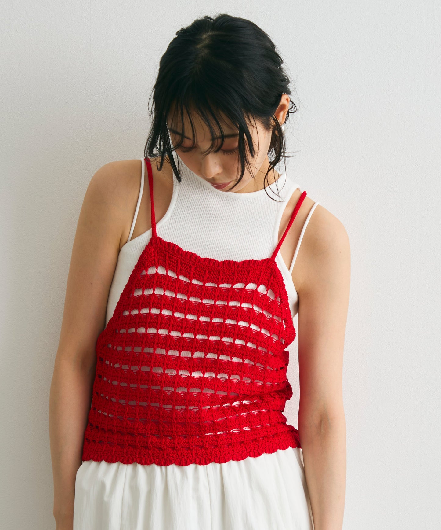 透かし編みニットキャミ