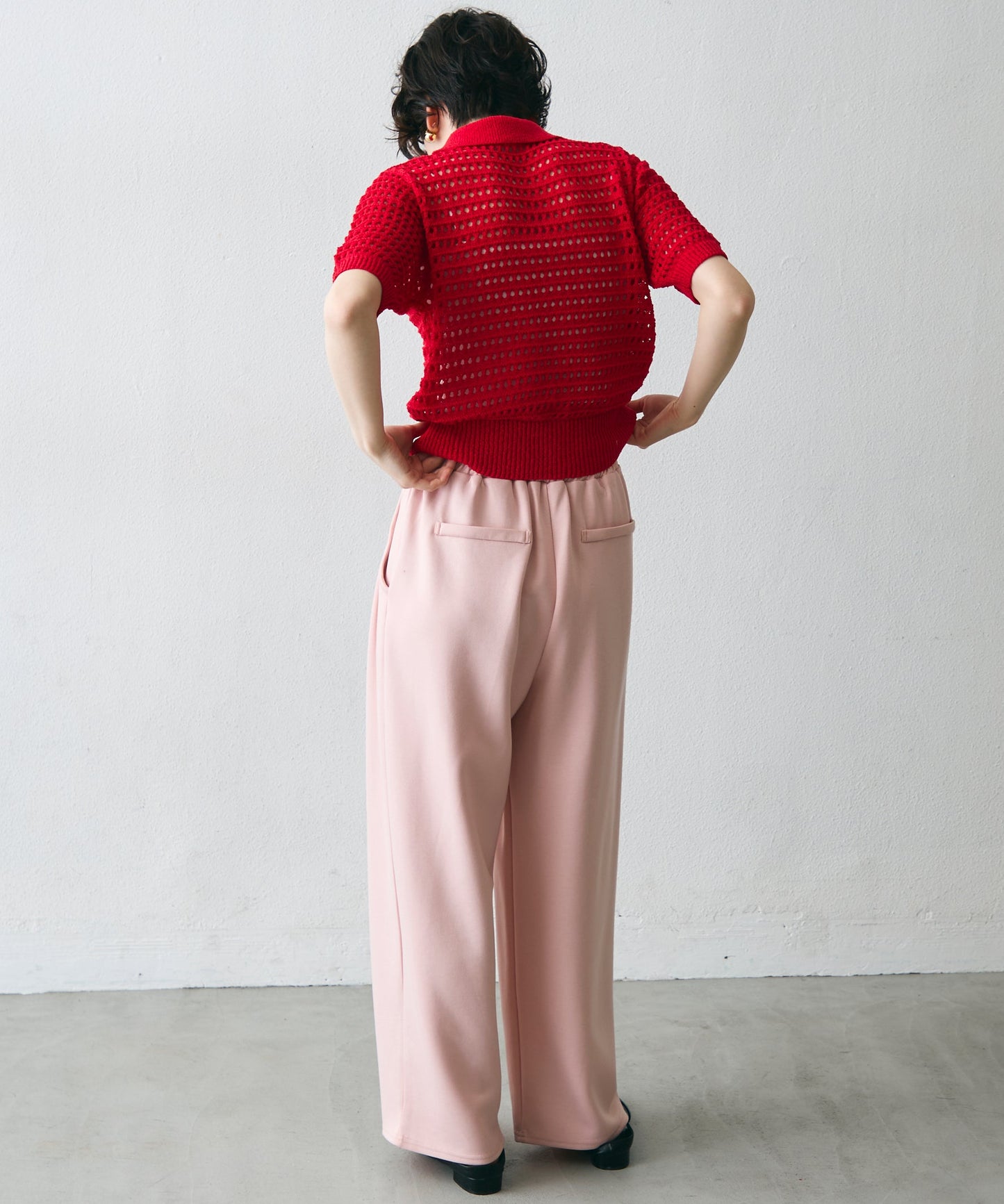 透かし編み衿付きニットカーディガン