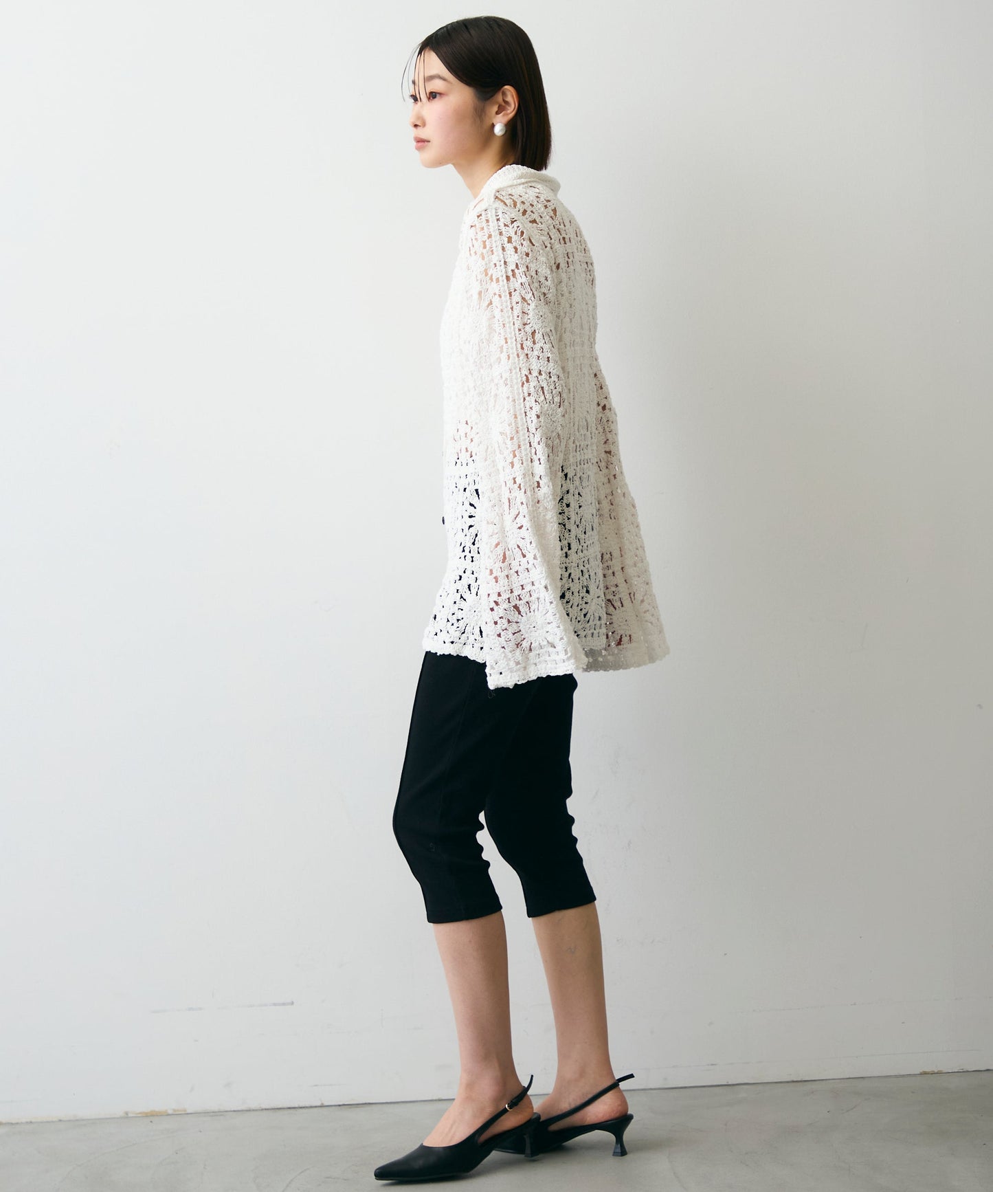 かぎ針ポロ衿ロングカーデ