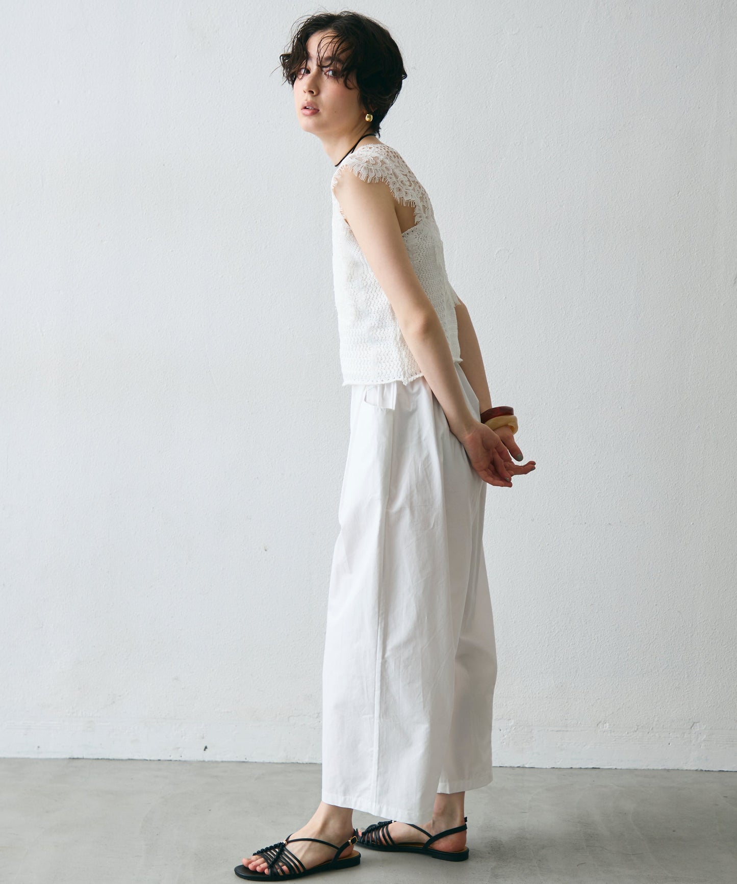 レースレイヤード風ノースリニット