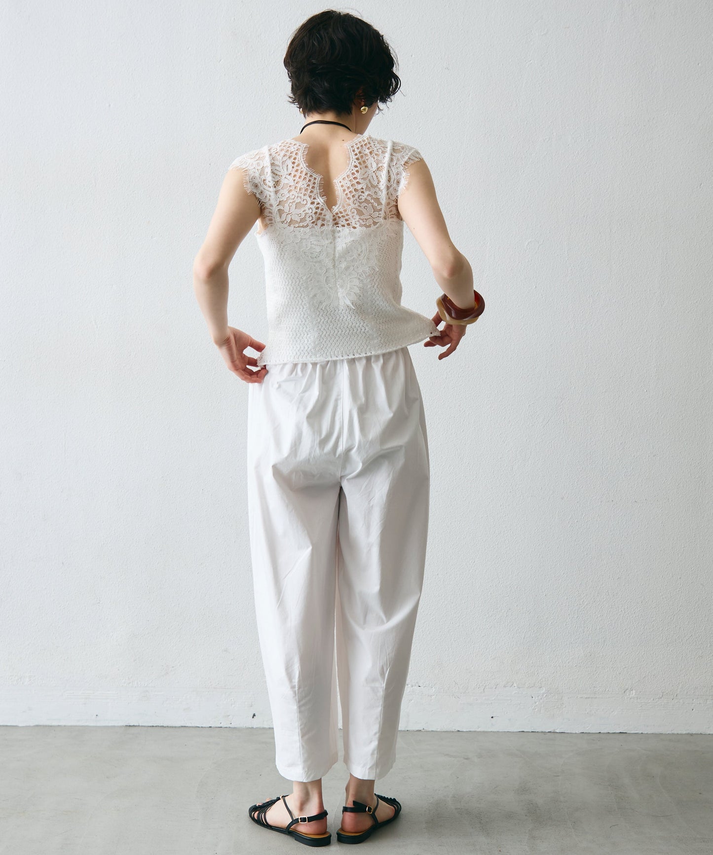 レースレイヤード風ノースリニット