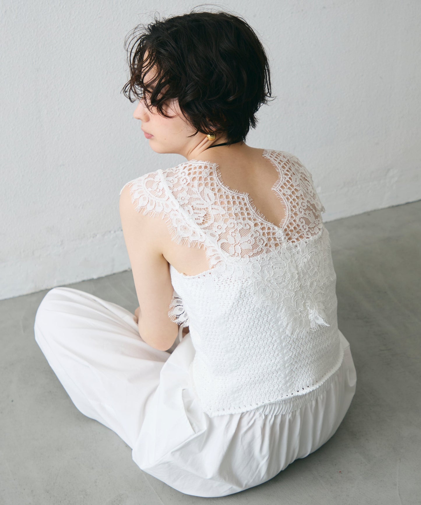 レースレイヤード風ノースリニット