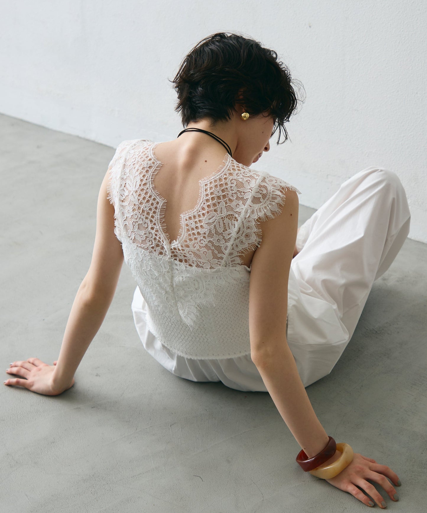 レースレイヤード風ノースリニット