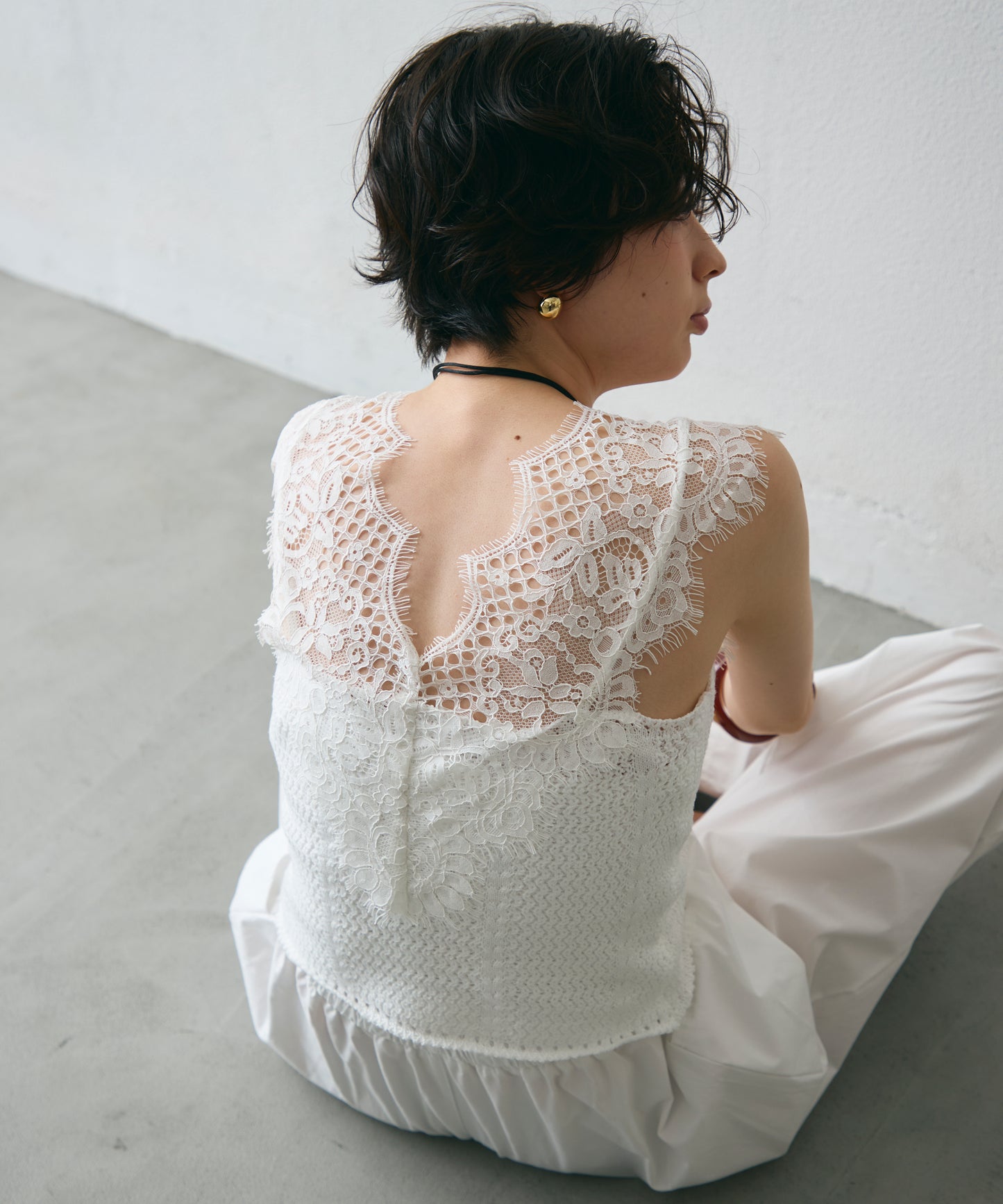 レースレイヤード風ノースリニット