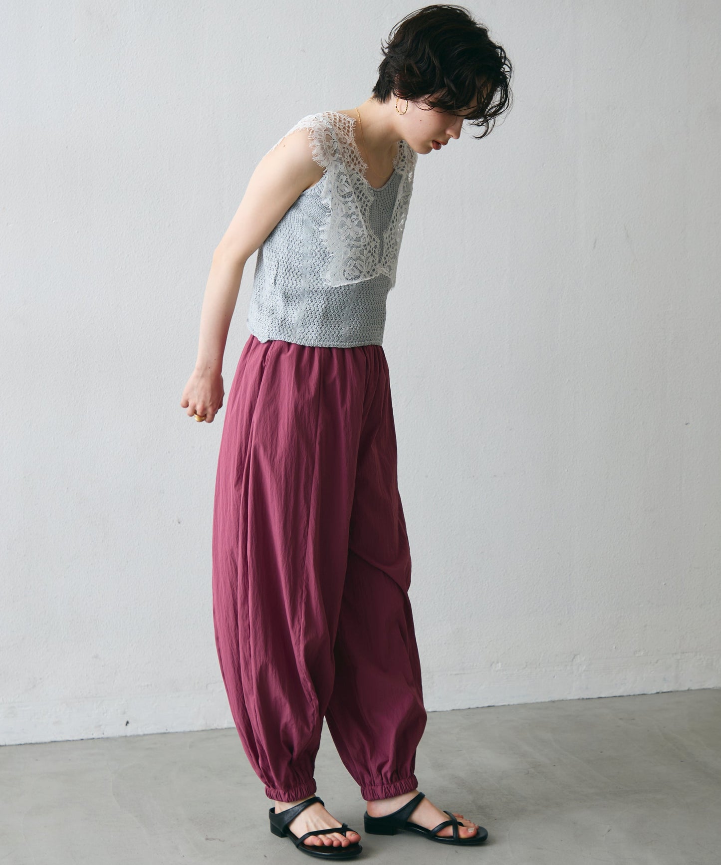 レースレイヤード風ノースリニット