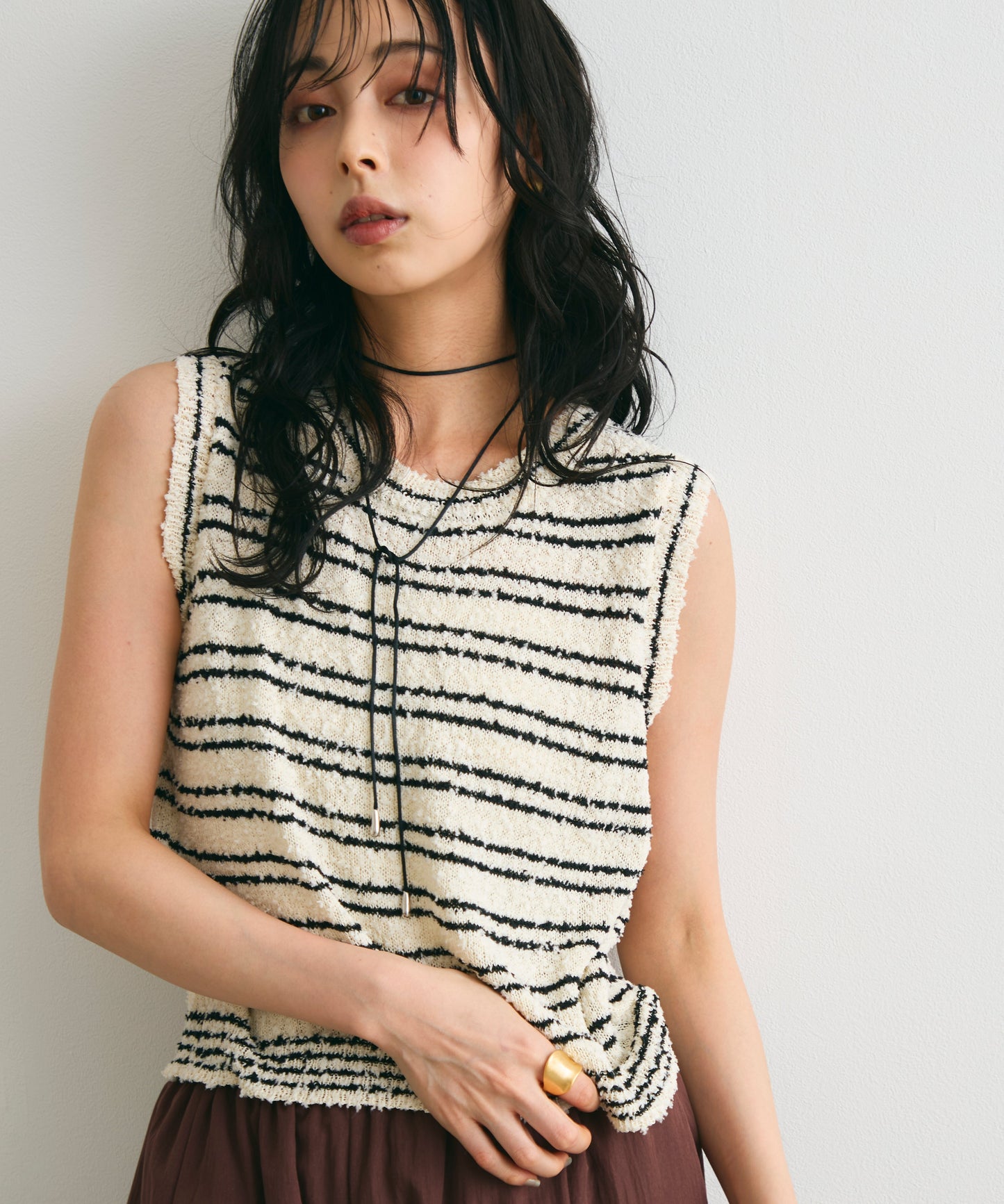 ボーダーノースリニット