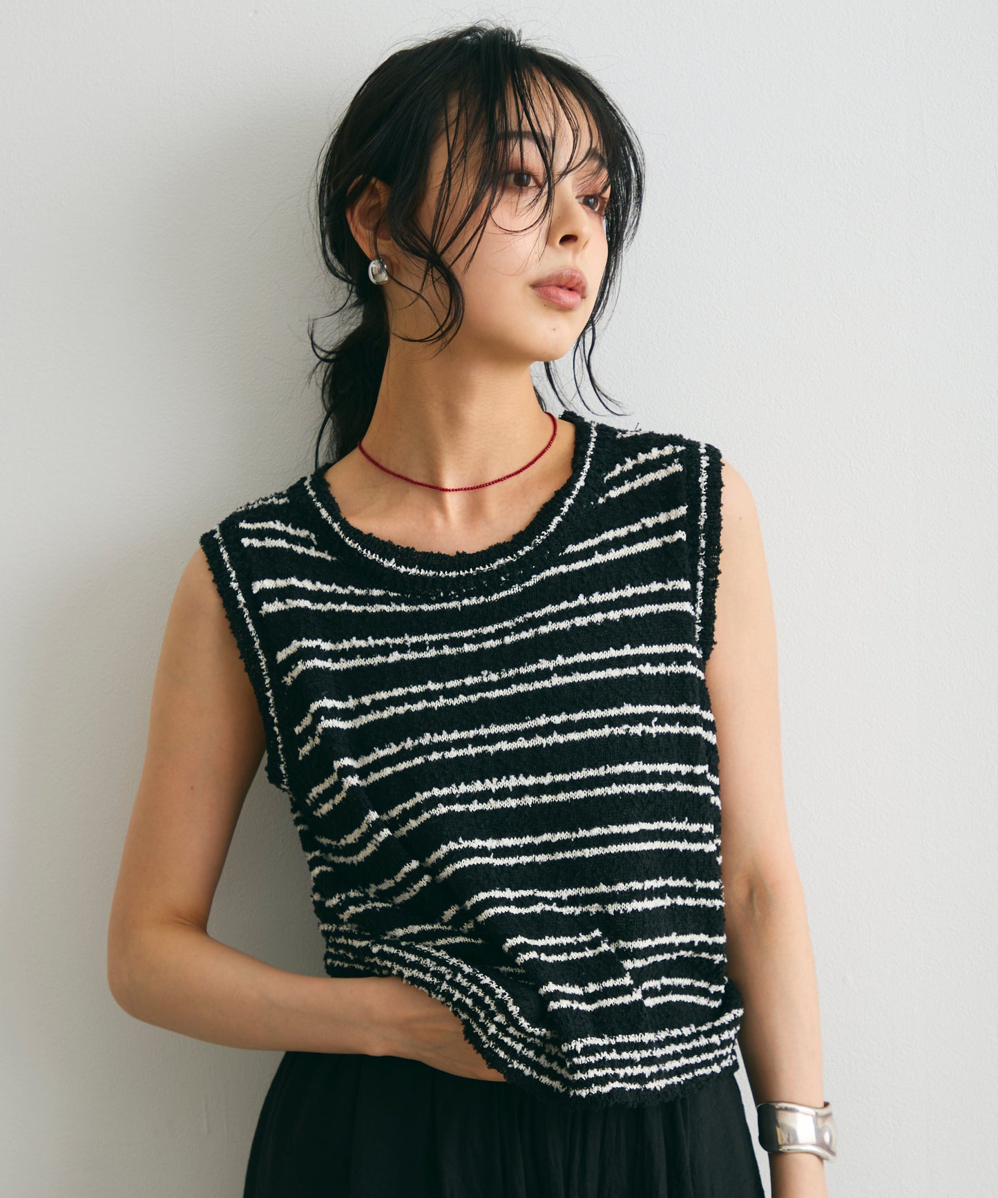 ボーダーノースリニット