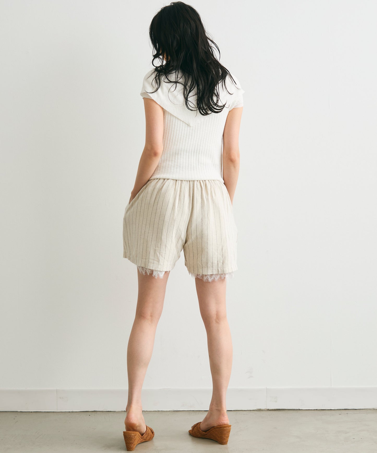 スカーフ付きリブニット