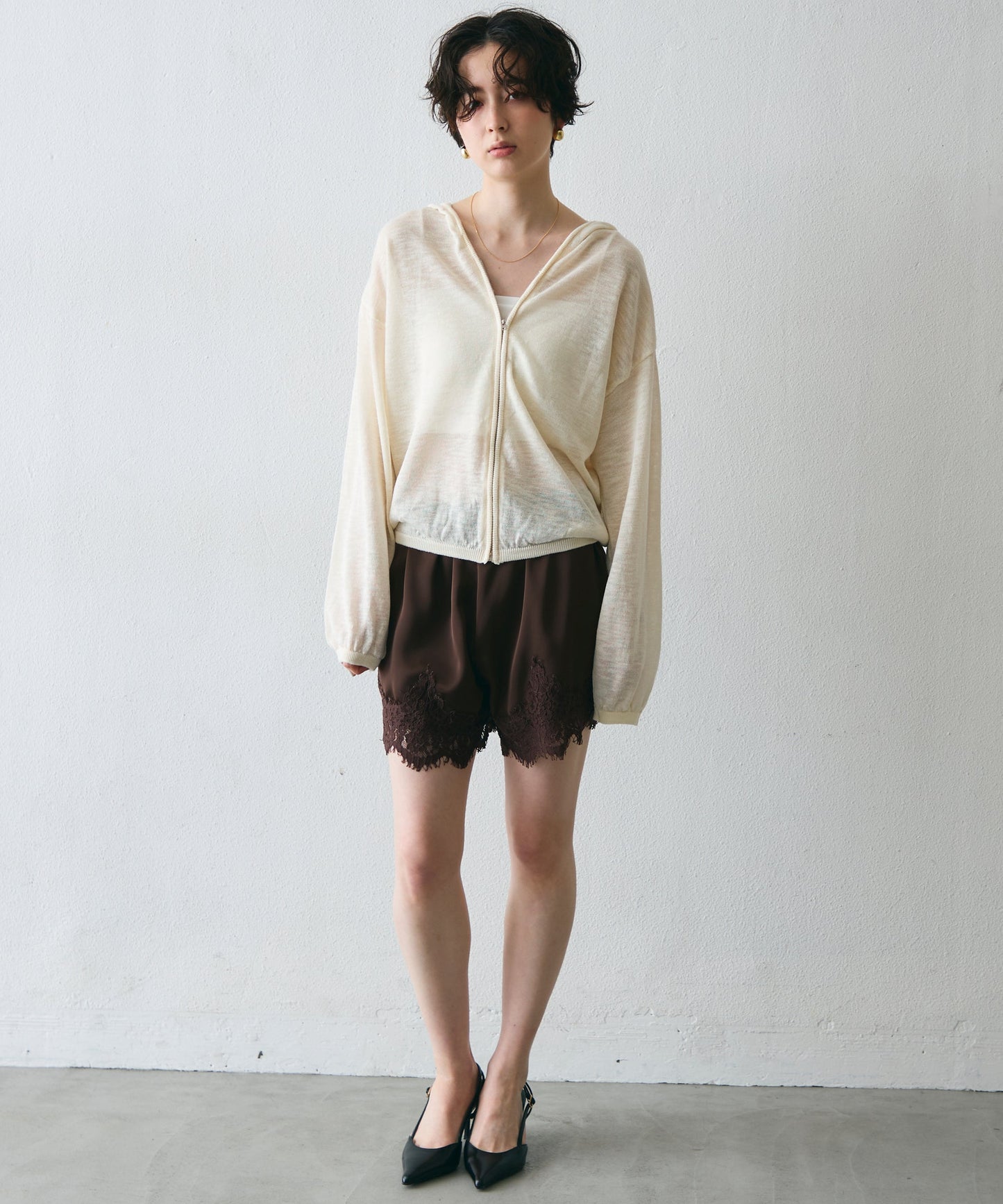 シアーニットパーカー