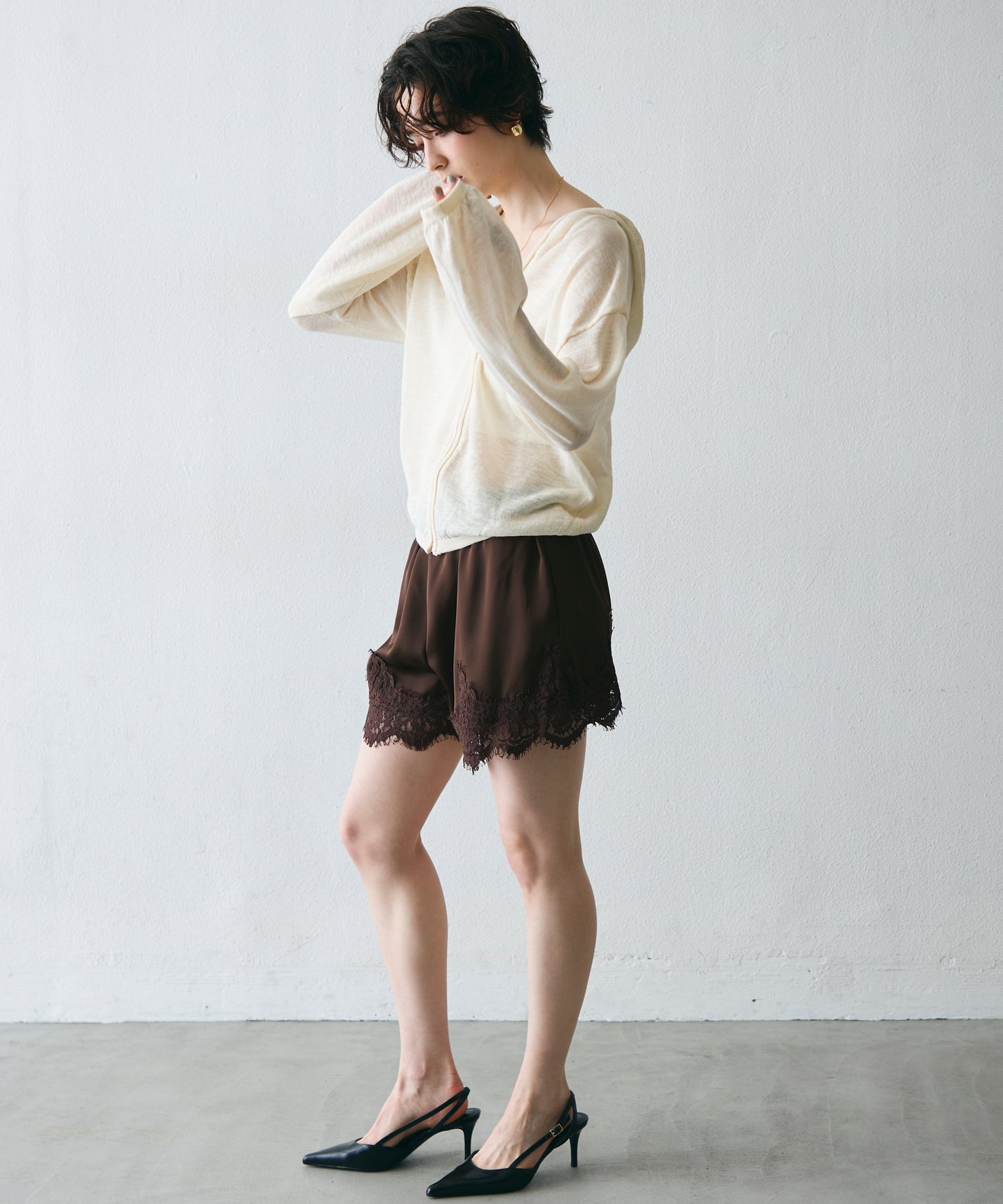 シアーニットパーカー