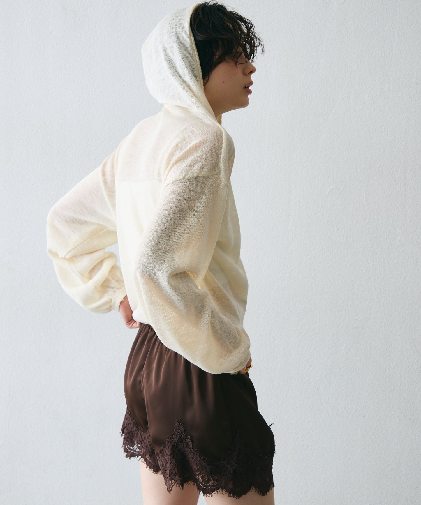 シアーニットパーカー