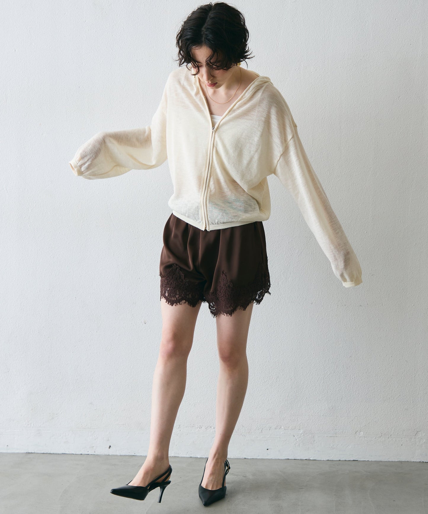 シアーニットパーカー