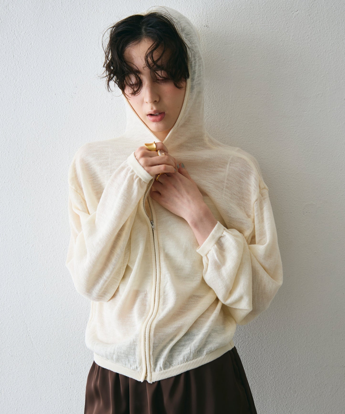 シアーニットパーカー