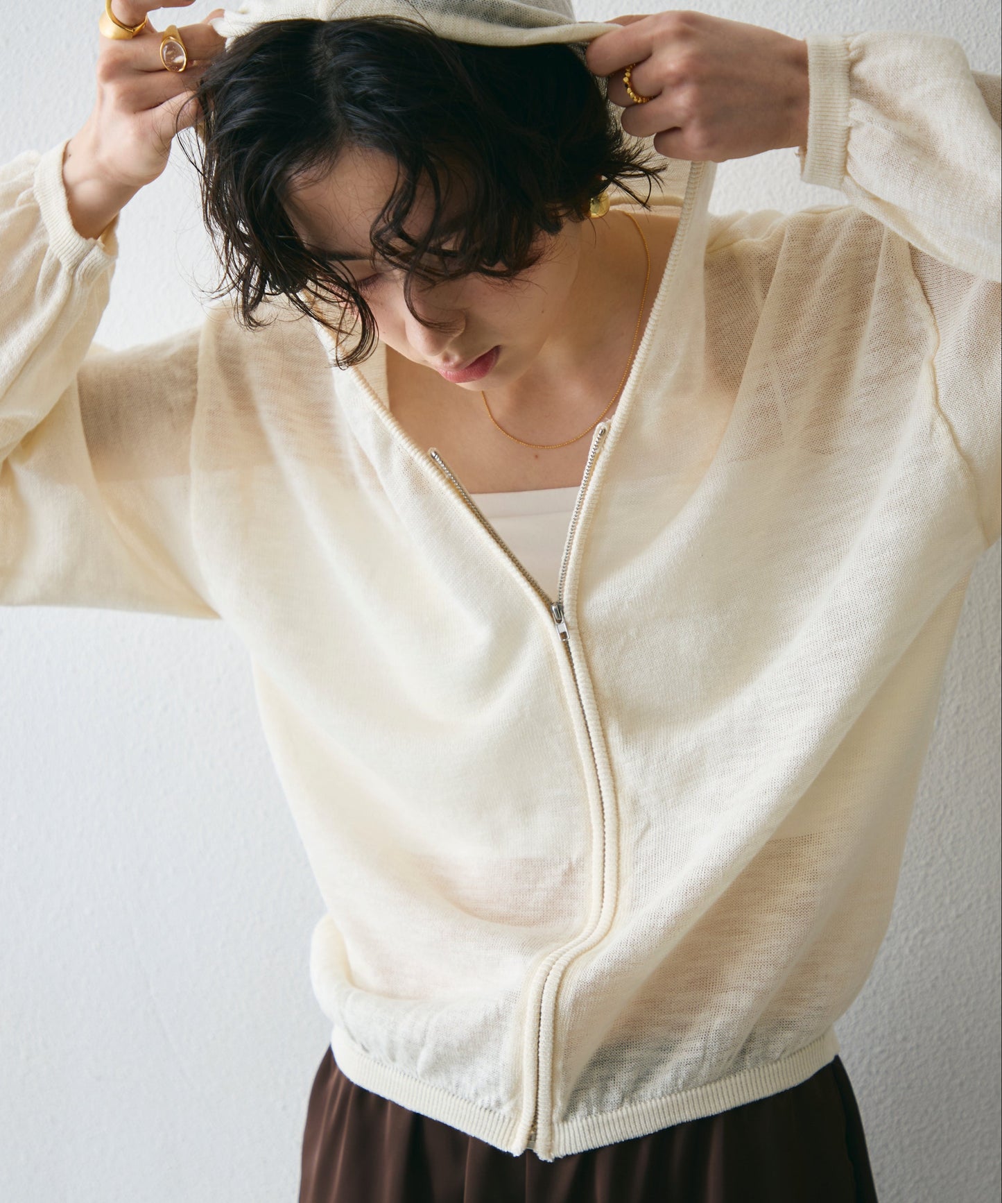 シアーニットパーカー