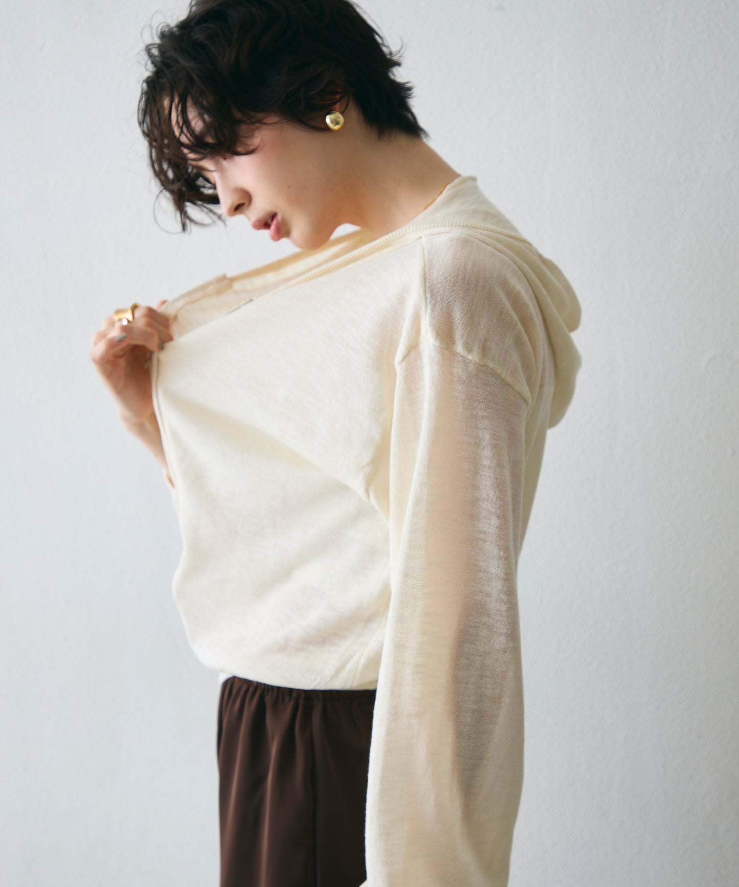 シアーニットパーカー