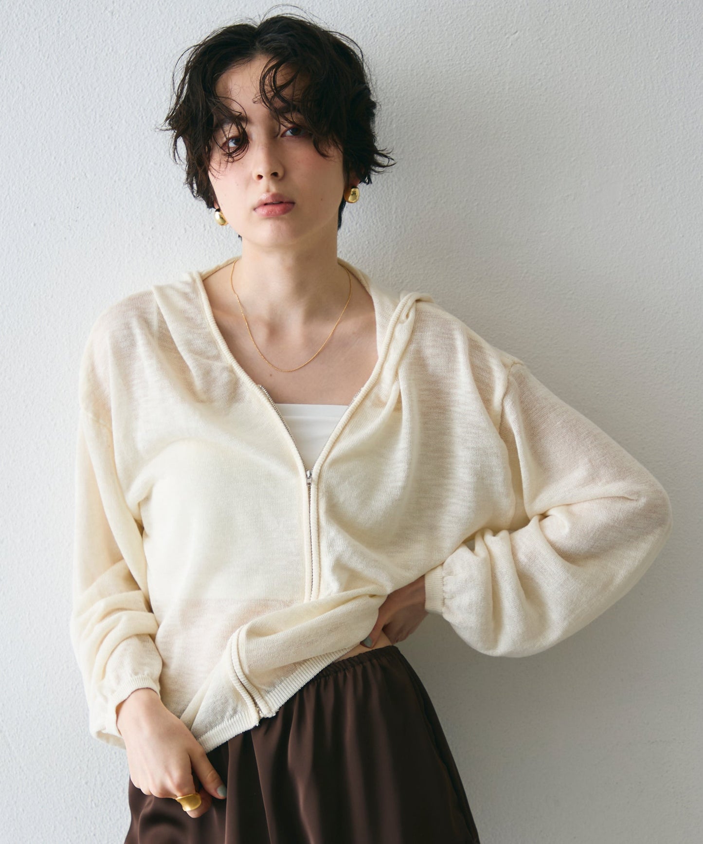 シアーニットパーカー