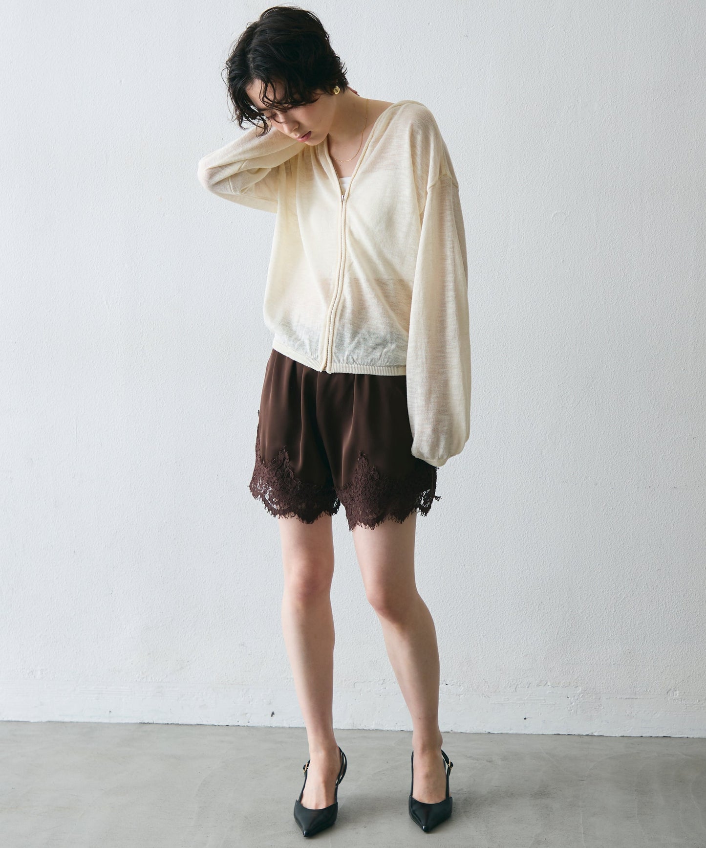 シアーニットパーカー