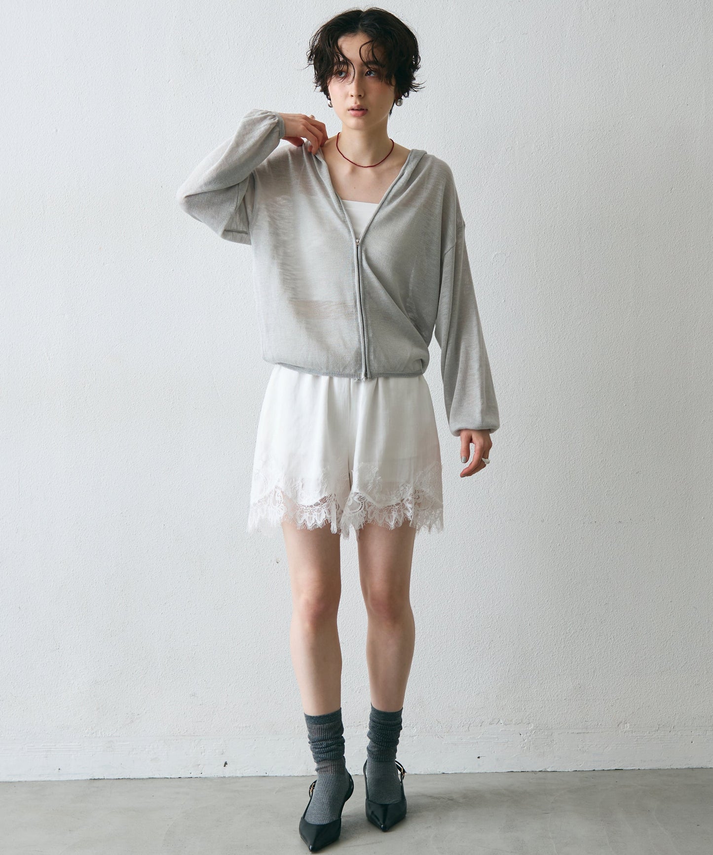 シアーニットパーカー