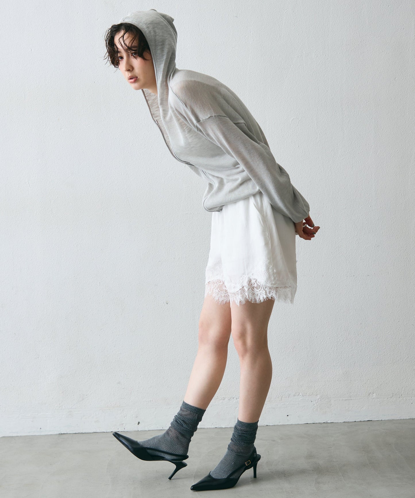 シアーニットパーカー