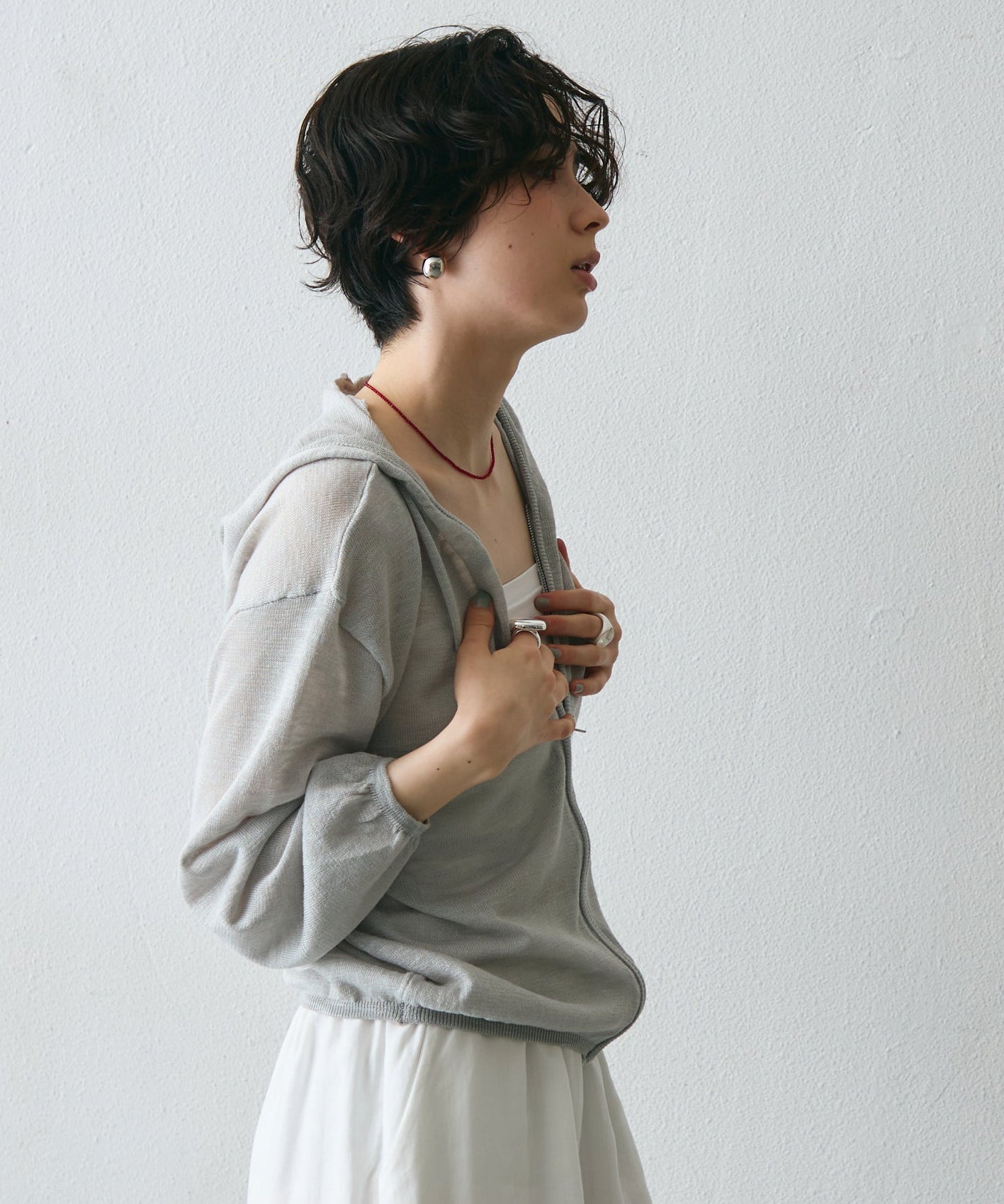 シアーニットパーカー