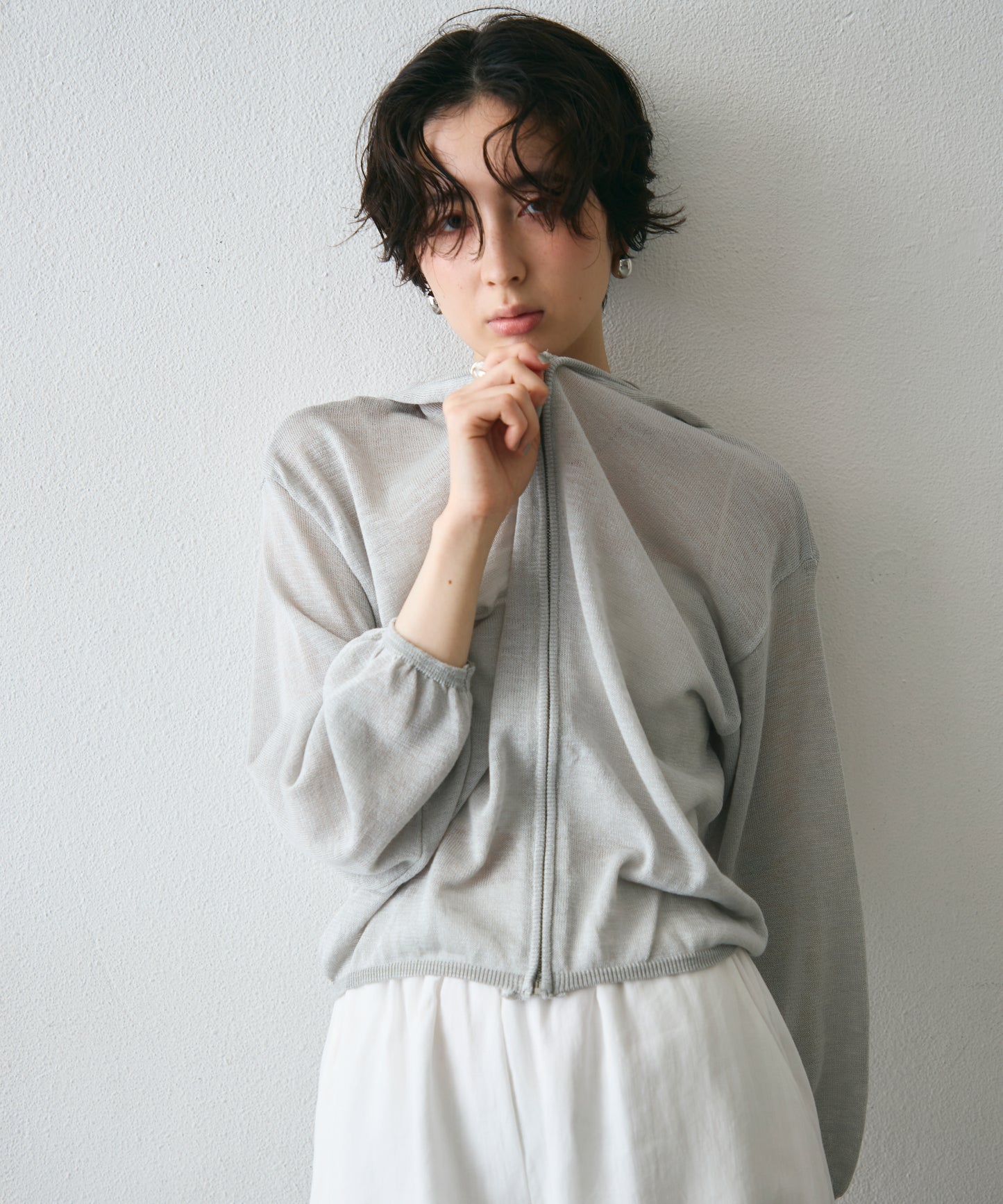 シアーニットパーカー