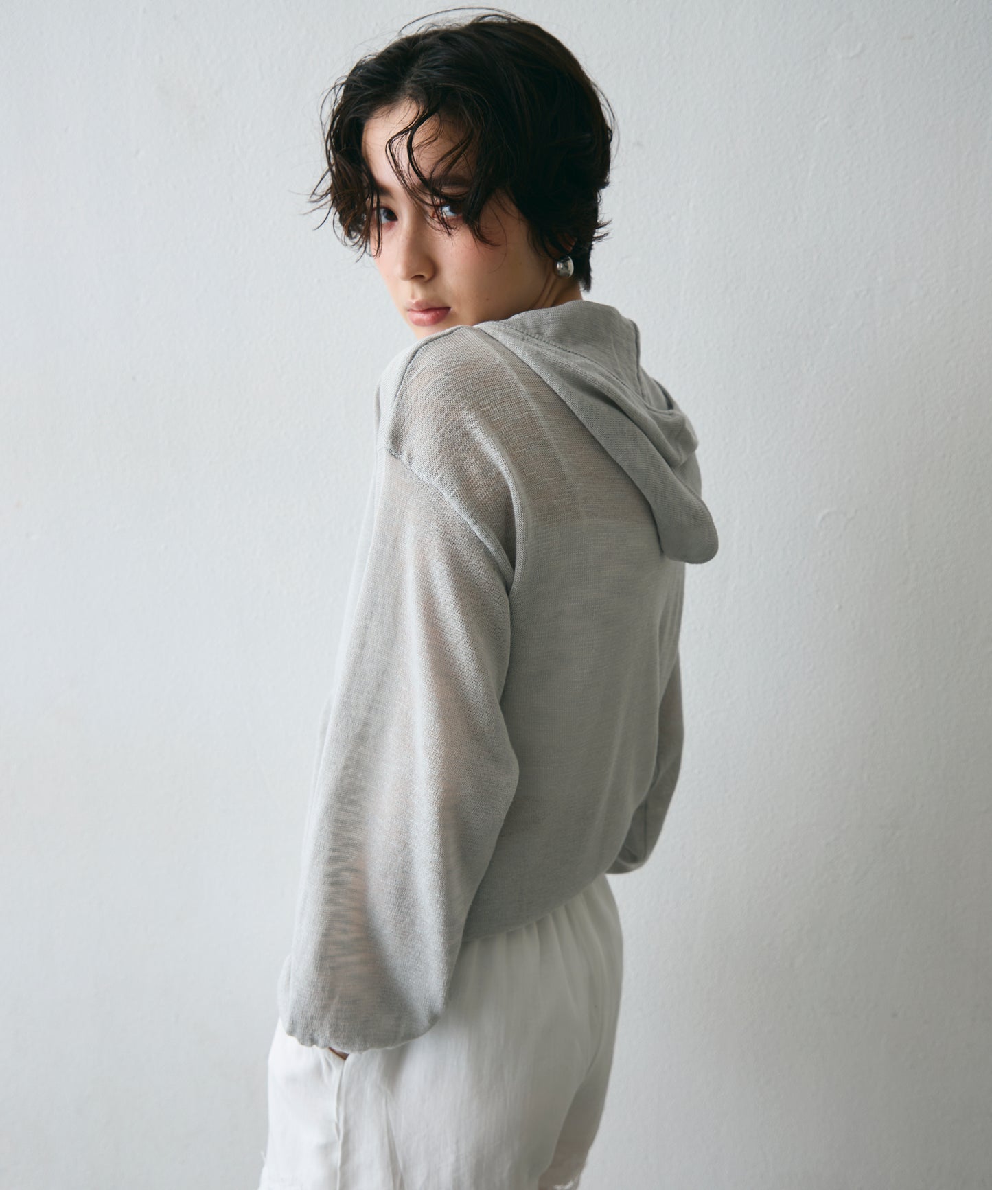 シアーニットパーカー