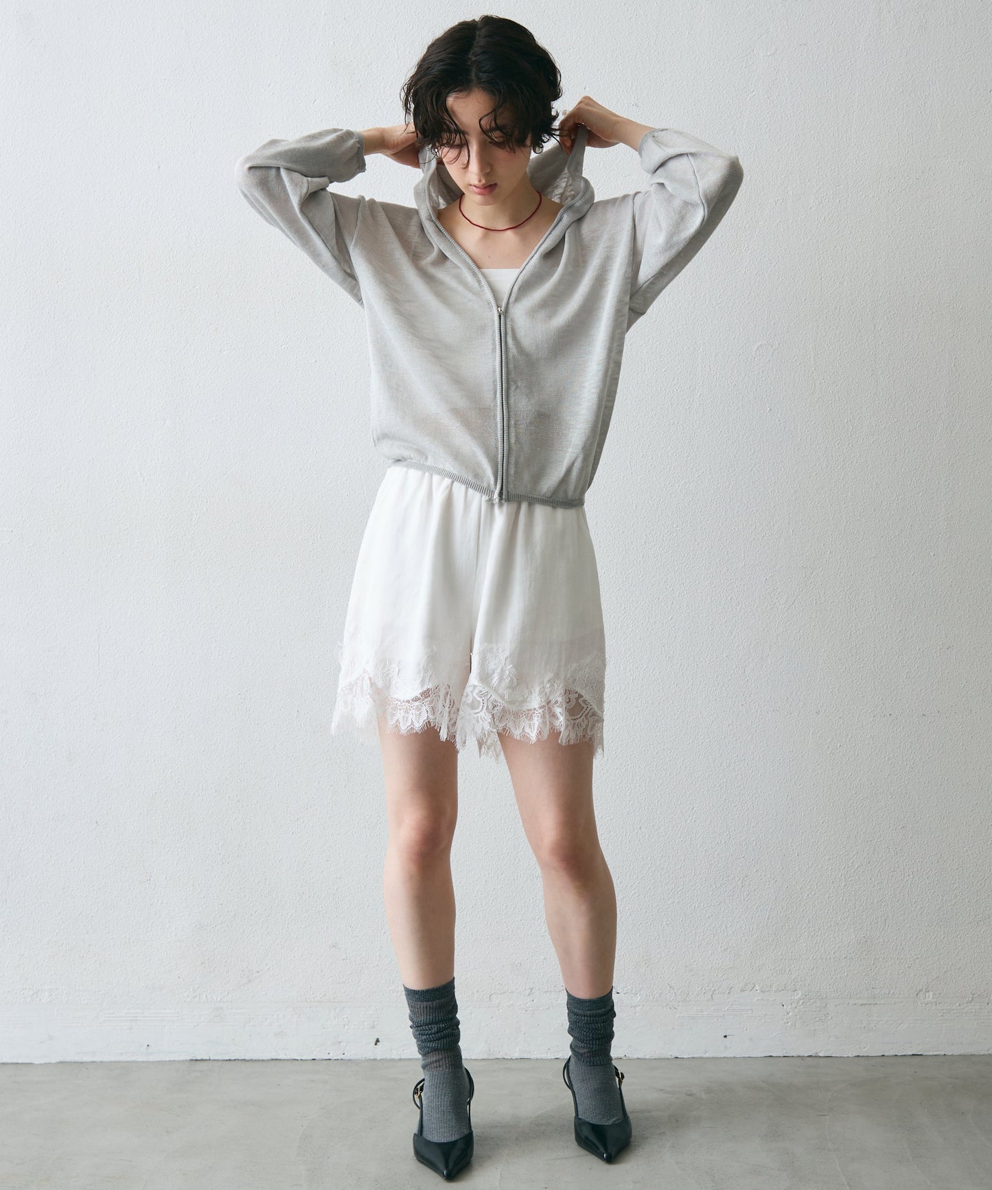 シアーニットパーカー