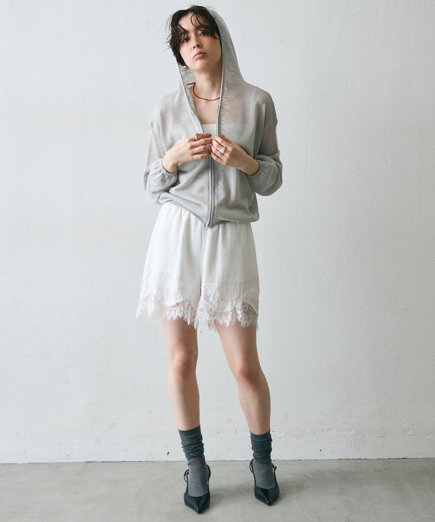 シアーニットパーカー